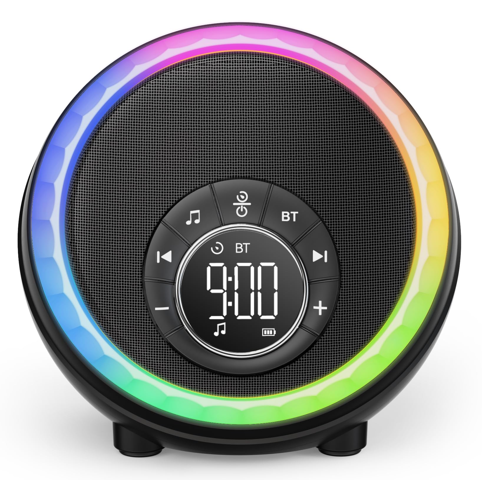 Night Light Bluetooth Speaker Alarm Clock, Portable Sound Machine with White Noise, Touch Bedside Lamp for Bedroom, Dimmable War