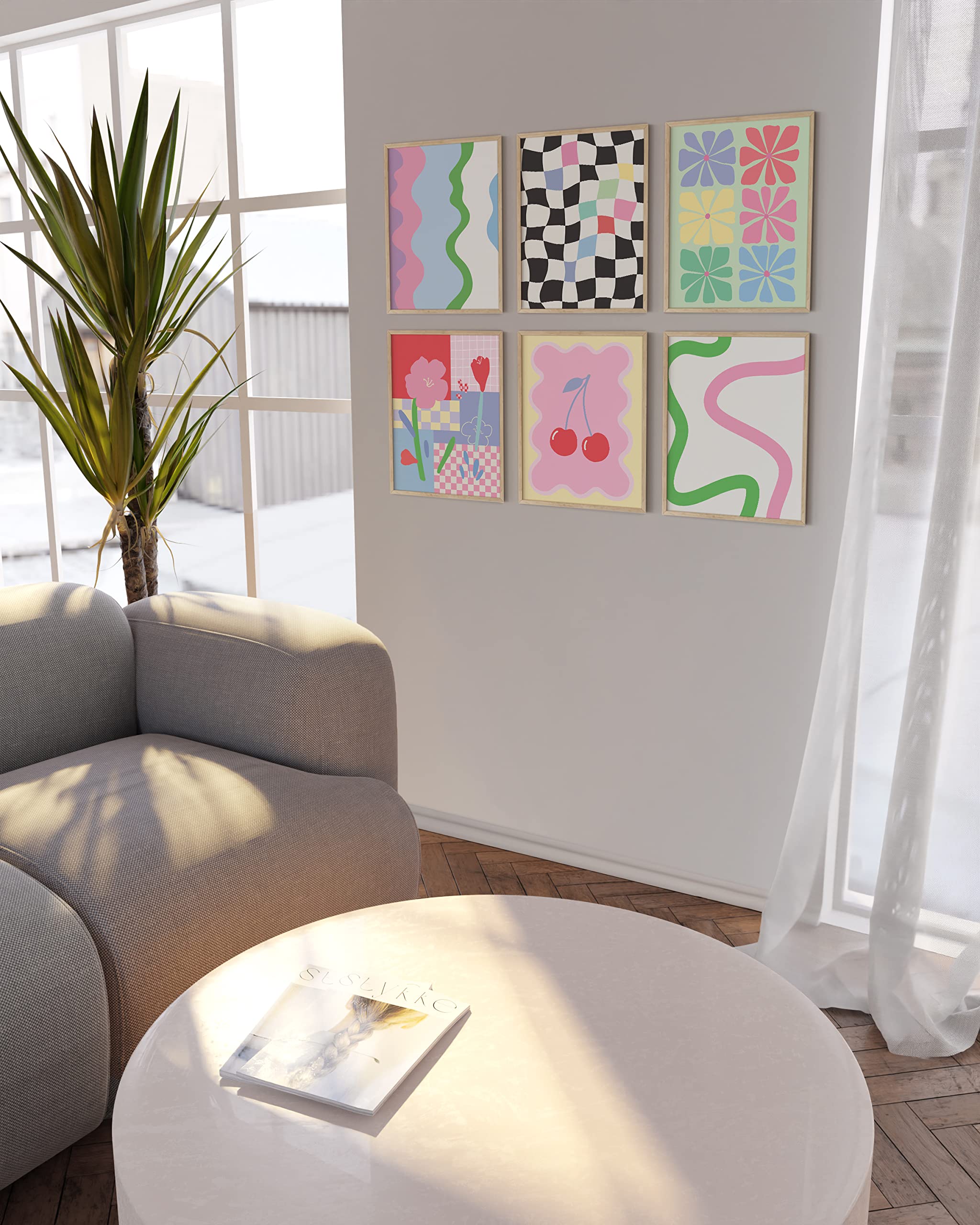 Haus And Hues Danish Pastel Posters - Set Of 6 Pastel Pink Poster, Colorful Pastel Pictures For Wall, Cute Posters For Room Aest