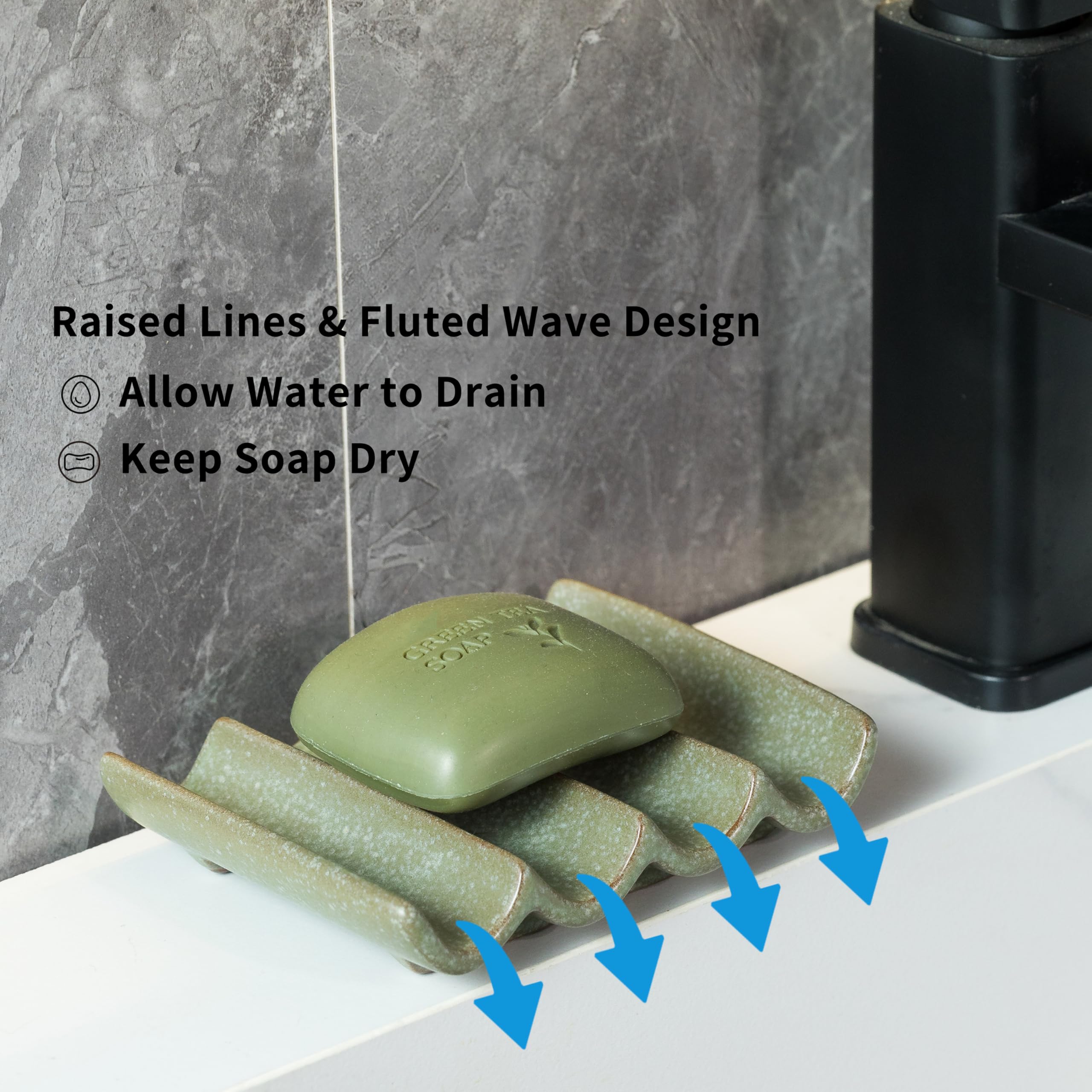 Cormomu Draining Soap Dish For Shower, Bar Soap Holder For Bathroom, Soap Saver, Japanese Soap Tray, Soap Stand, Ceramic Soap Di