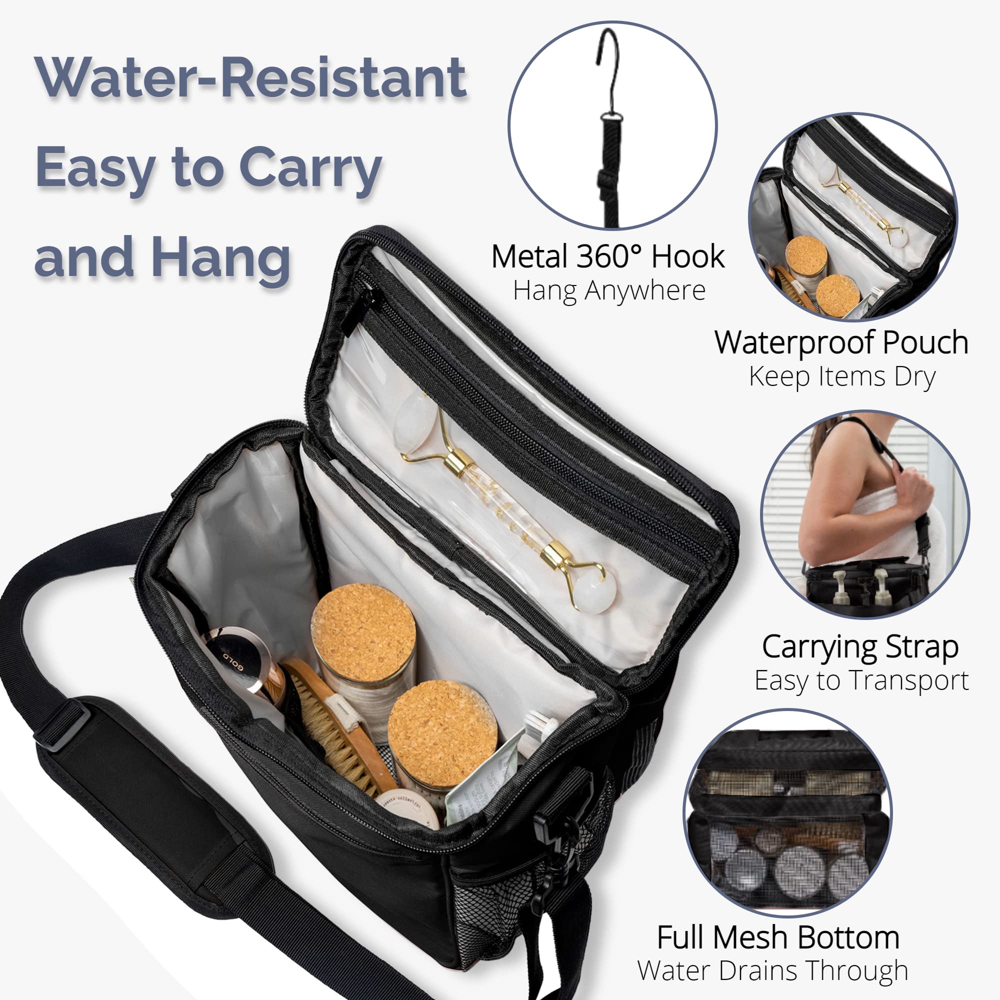 Terra Home Portable Xl Shower Caddy Bag - College Dorm Room Essentials For Men, Women, Students - Foldable, Water Resistant With