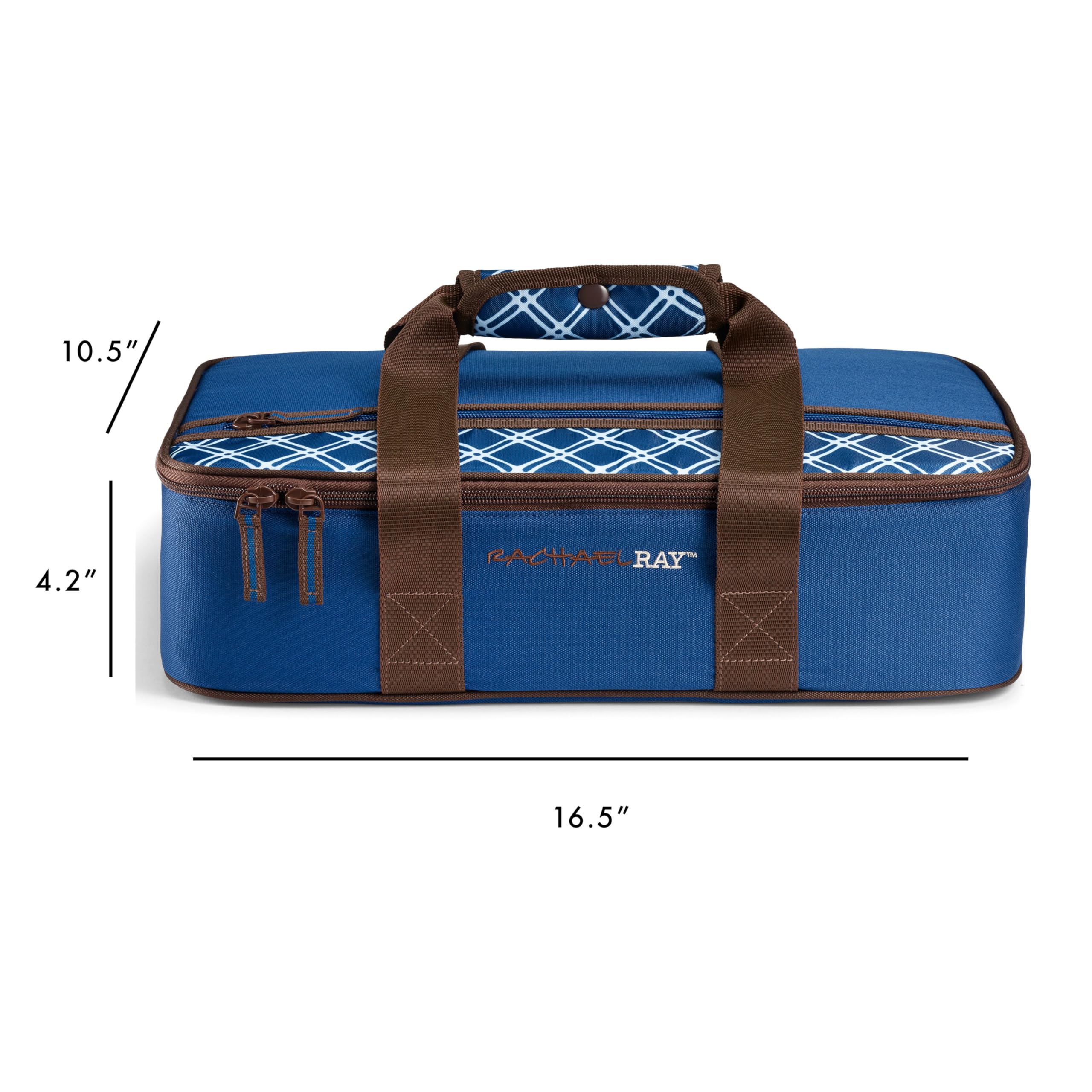 Rachael Ray Lasagna Lugger Casserole Carrier, Thermal Insulated, Fits 9"x13", Navy Plaid