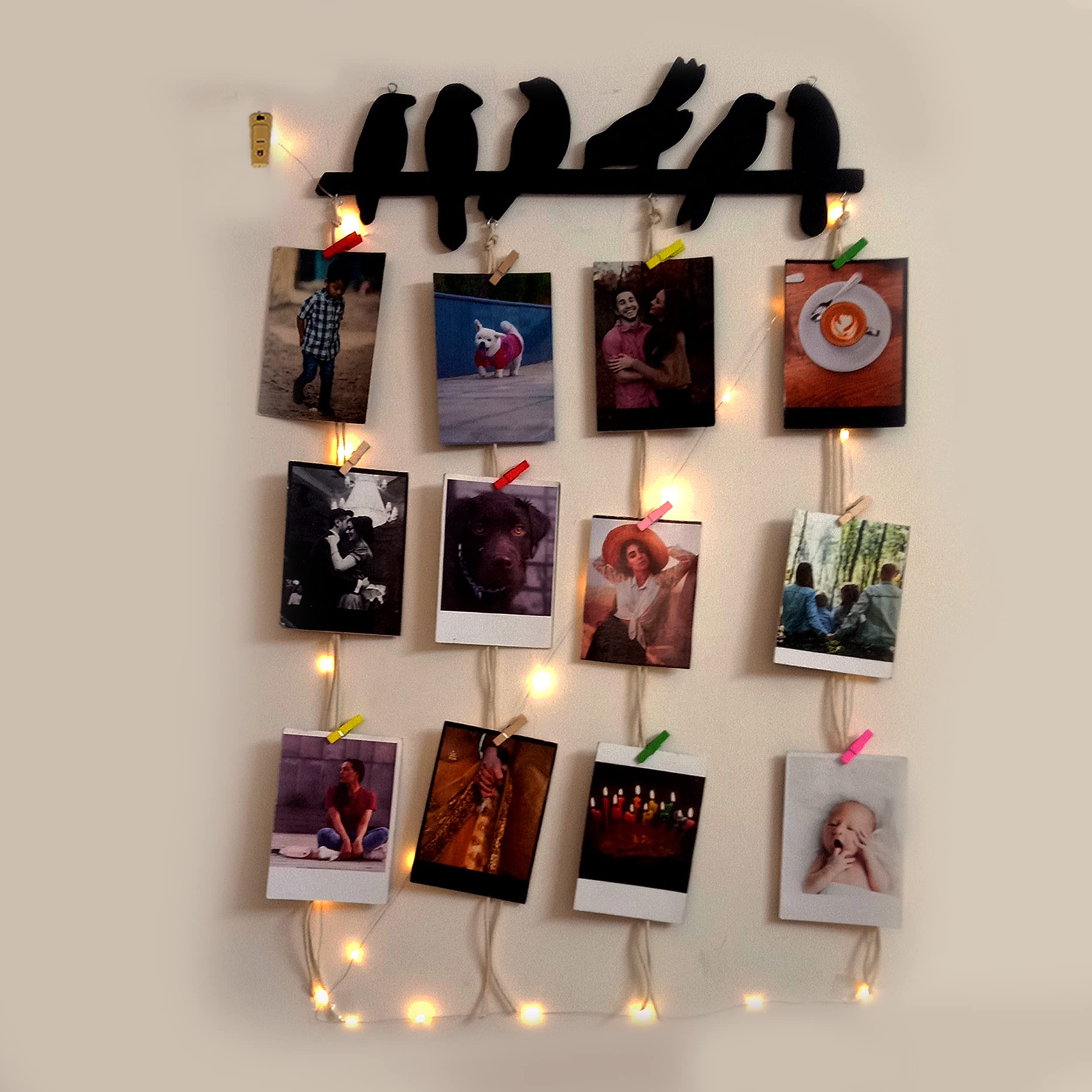 Vah Wooden Photo Frame With Led Light - Photo Wall Hanging, Memories Wall Hanging, Hanging Photo Frames For Wall Decoration, Mom