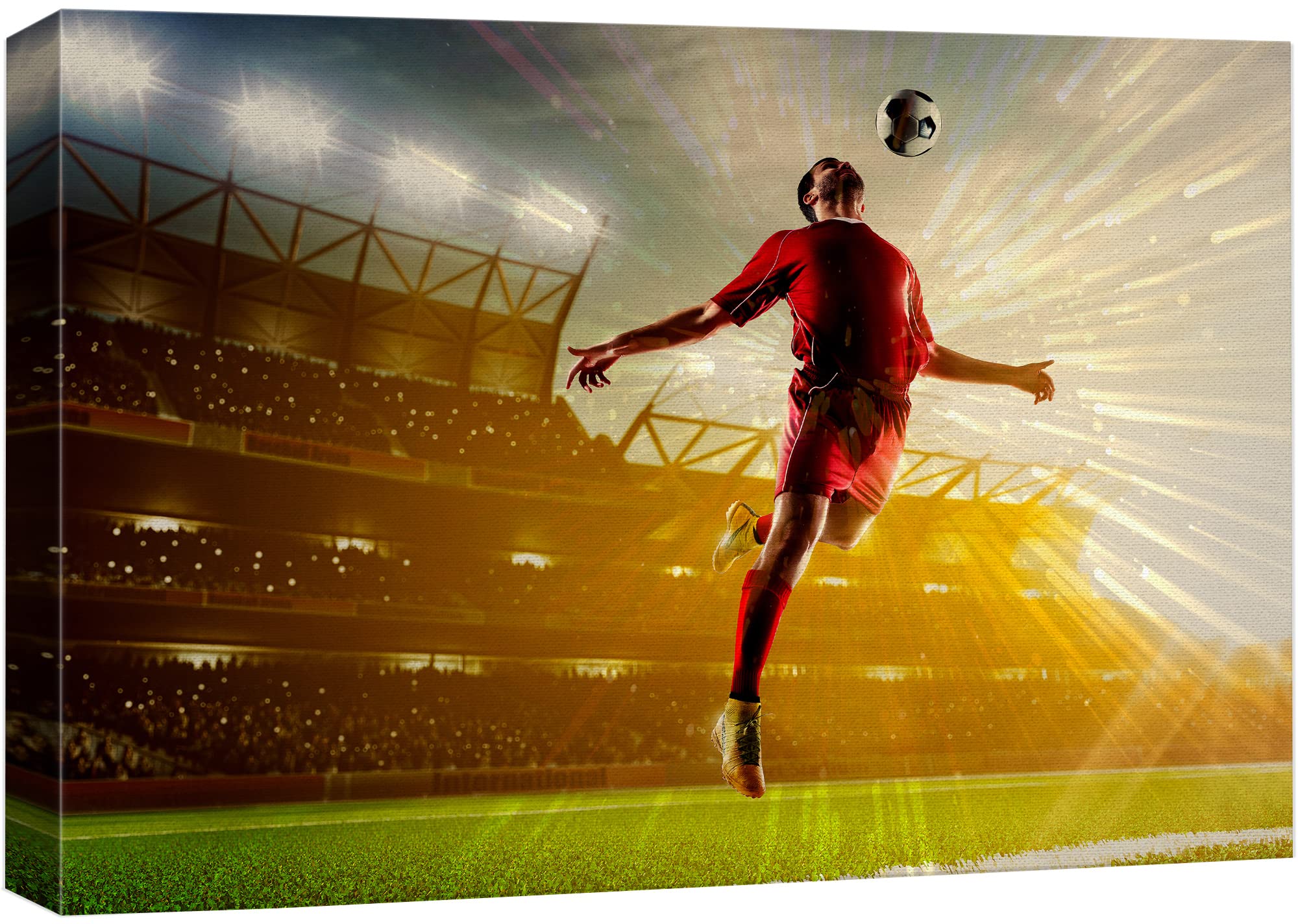Wall26 Canvas Print Wall Art Sunset Soccer Ball Champion Stadium Chest Trap Athletes Sports & Fitness Photography Realism Decora