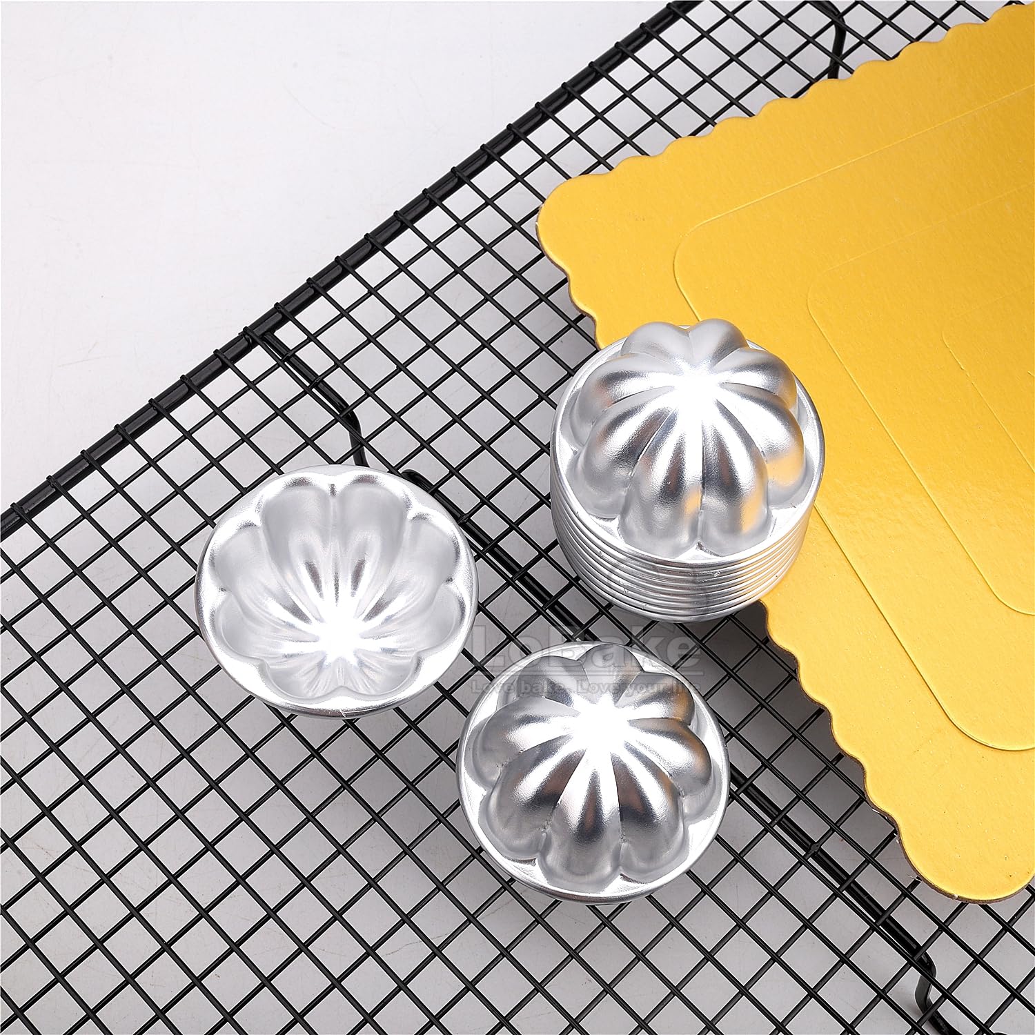 10Pcs Various Half Ball Pumpkin Grape Vollyball Shell Aluminium Tart Mould Jelly Pudding Cup Cupcake Mold Baking Tools (R13 Smal