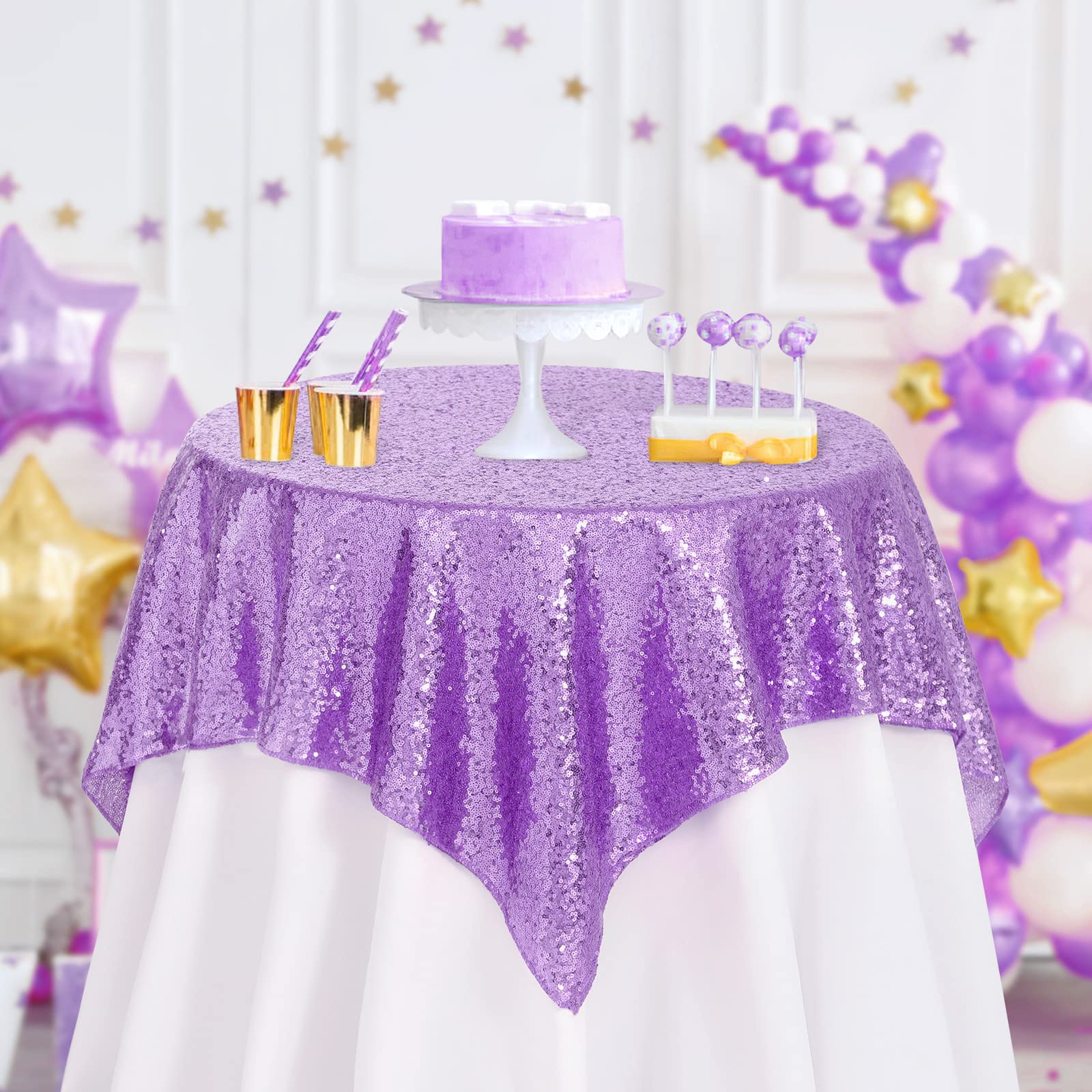 B-Cool Sequin Tablecloth Party Decoration: Romantic Sparkly Party Tablecloth Glitter Table Overlays For Wedding Sequin Overlay F