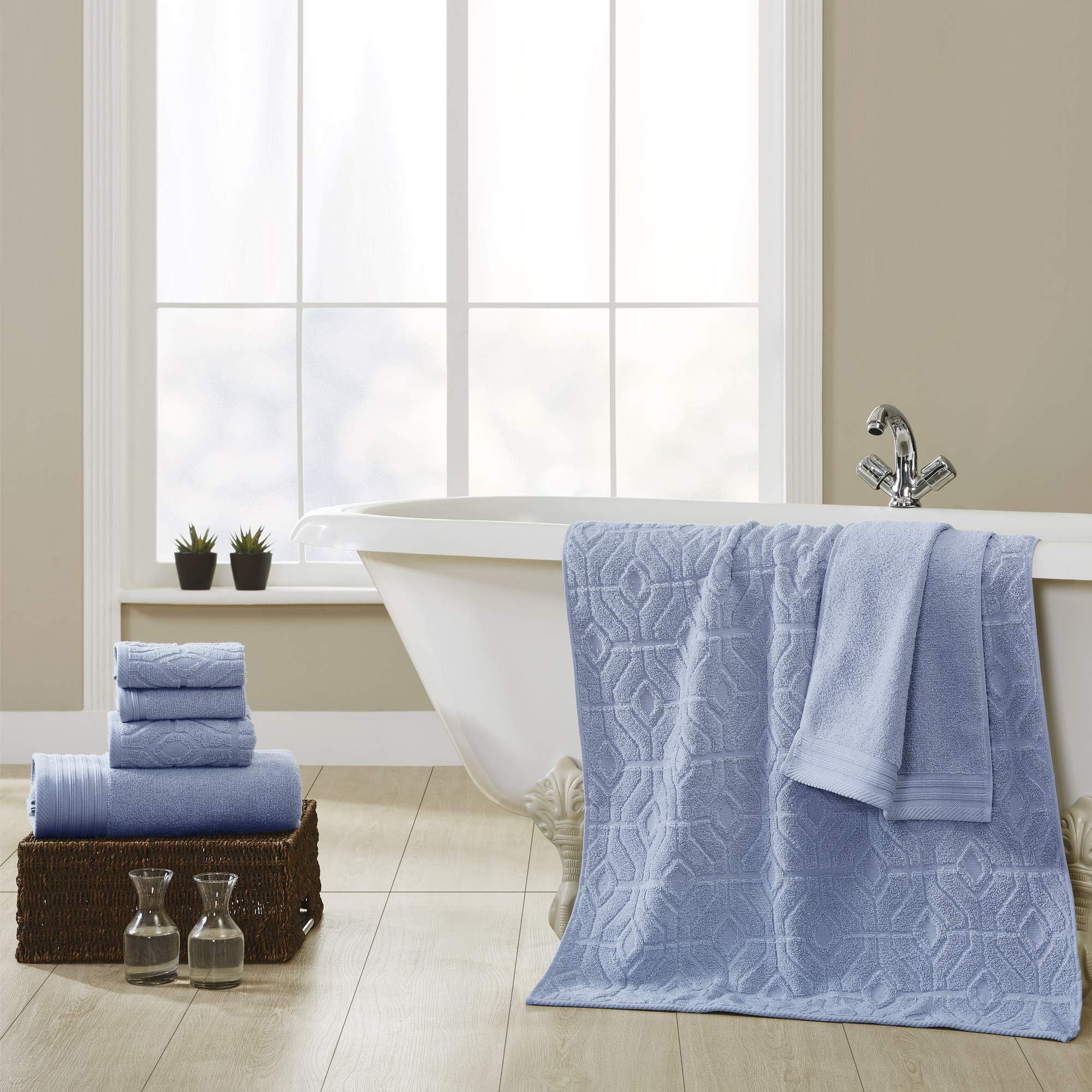 Amrapur Overseas 6-Piece Yarn Dyed Diamond Gate Jacquard Towel Set Blue
