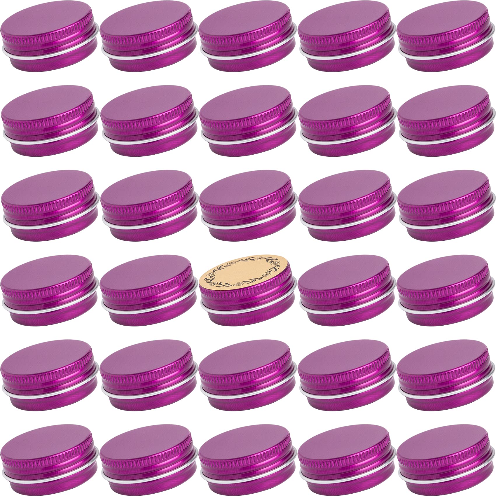 0.5 Oz Screw Top Aluminum Tin Jar With Screw Lid And Blank Labels (Purple - Pack Of 32)