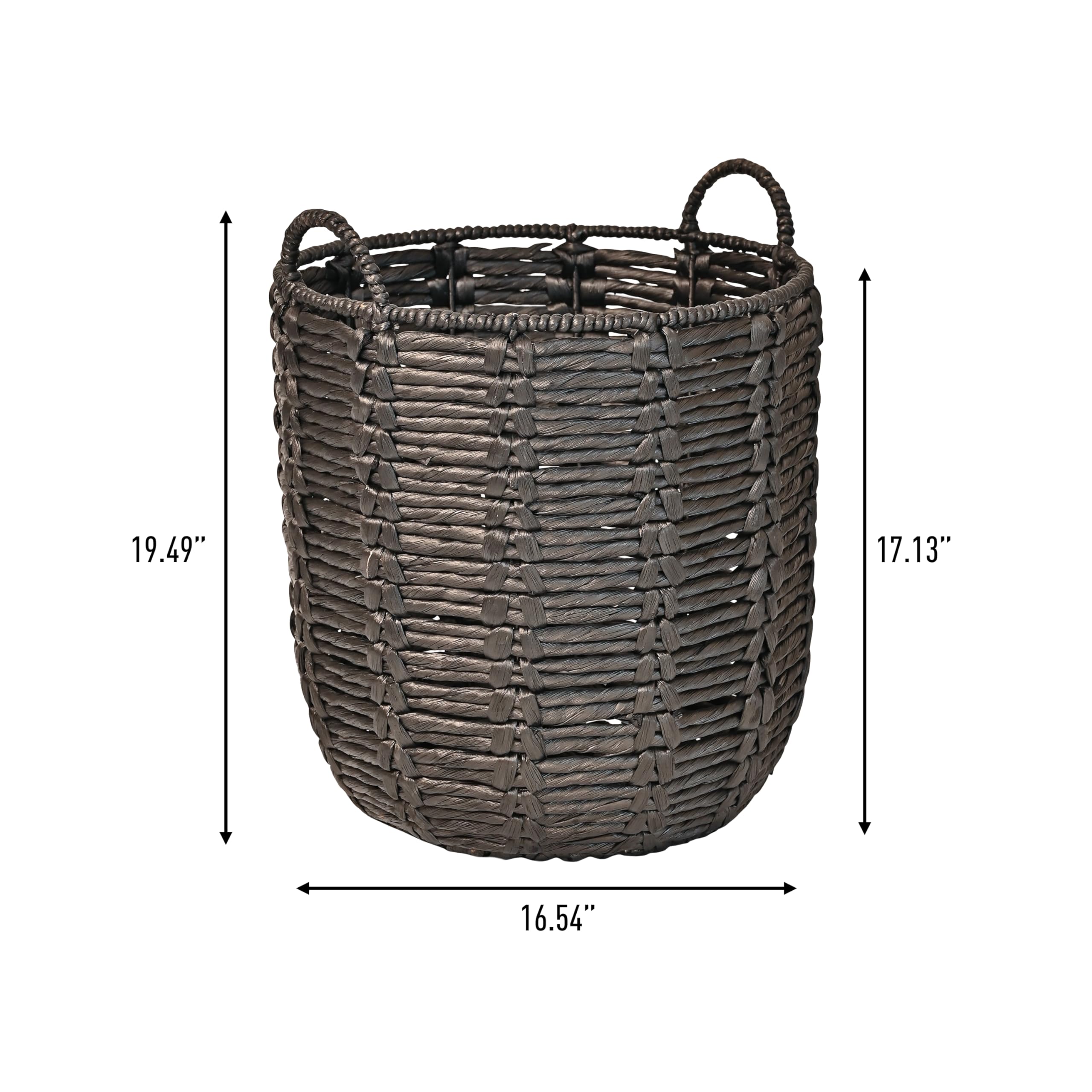 Happimess Bsk1003C Laurel 19.49 Bohemian Handwoven Abaca Hamper Basket With Handles, Seagrass Container For Decoration In Bedroo