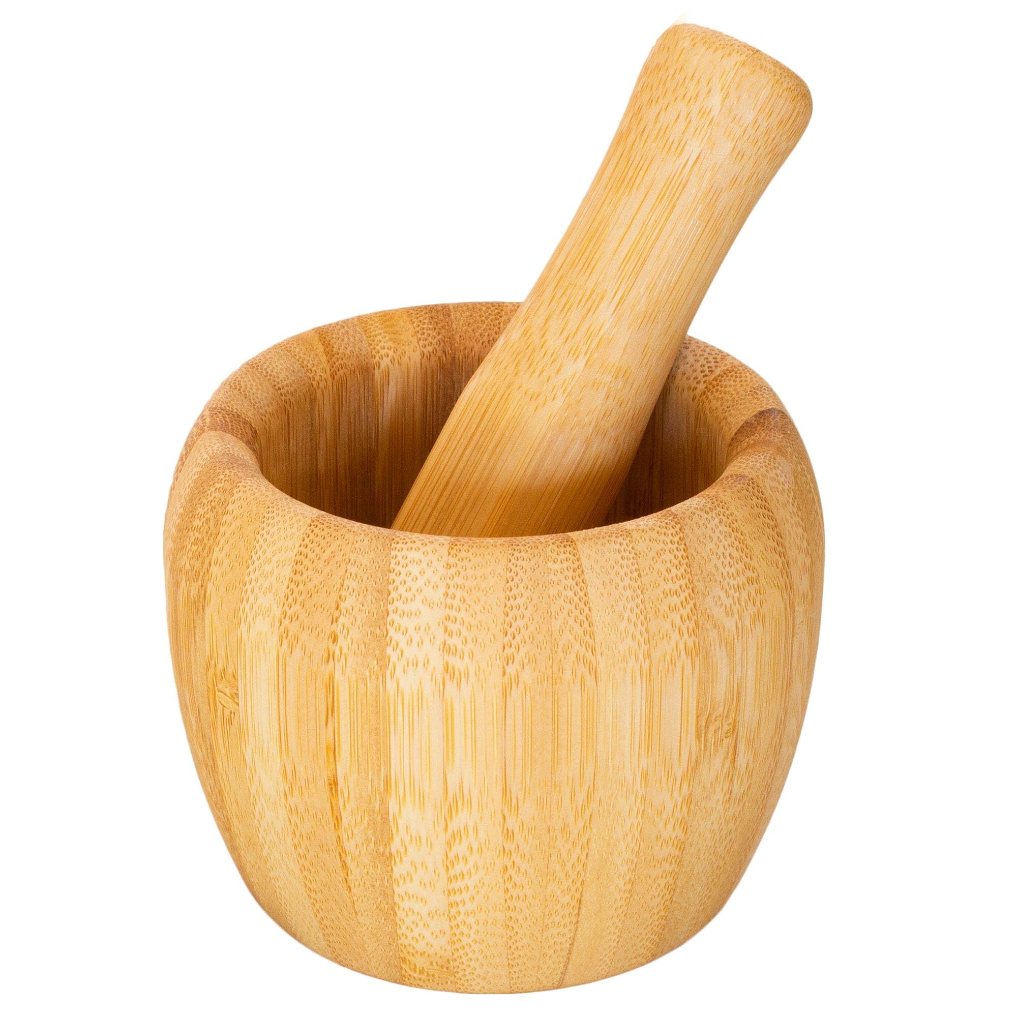 Tb Essentials Bamboo Mortar And Pestle Set, 6.75 Ounce Capacity, Perfect For Guacamole, Pesto, Salad Dressing And More