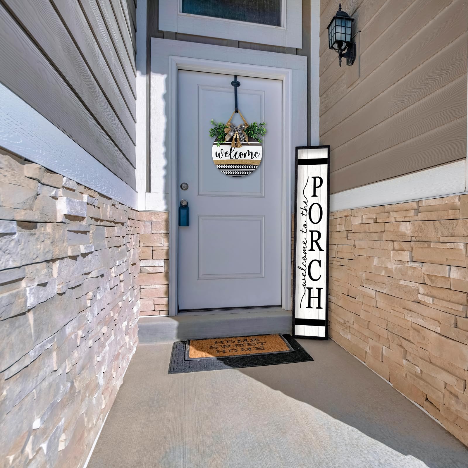 Surfapans Welcome To The Porch Sign For Front Porch Standing 45X9 Wood Frame Large Rustic Farmhouse Outdoor Tall Board Welcome S