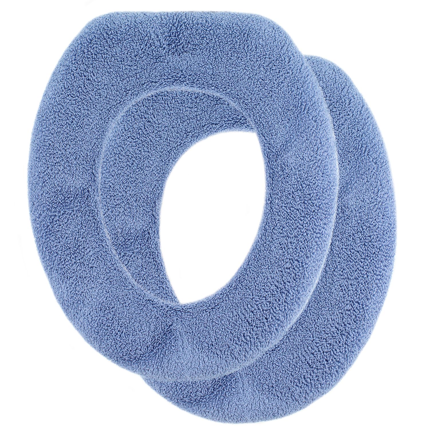 Warm-n-Comfy Soft Toilet Seat Cover - Plush & Thick Fabric Toilet Seat Warmer for Round & Elongated 14x18 Toilet Seats - Reusabl