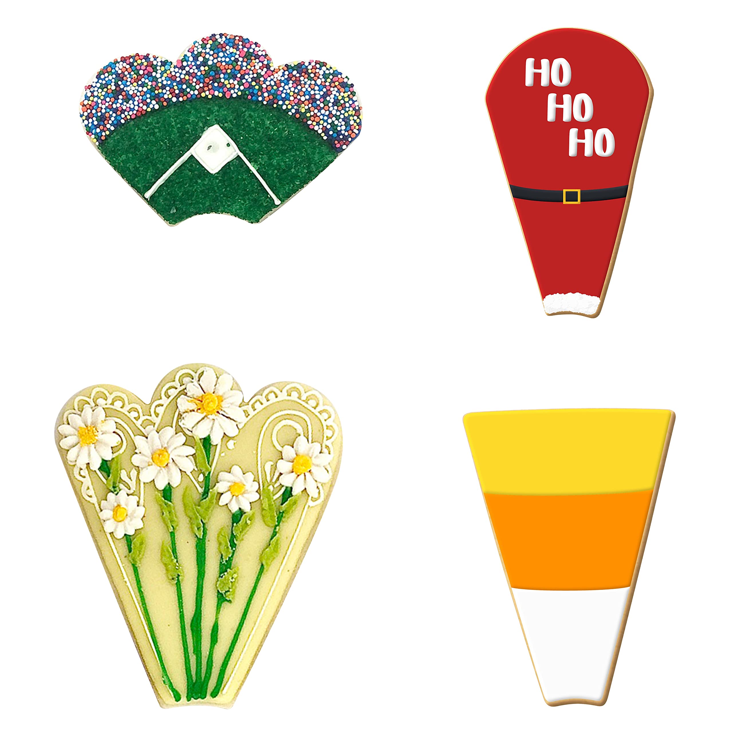 Foose Brand Cookie Cutters 4 Piece Platter Cookie Cutter Set 3 3/8 Intrapezoid, 4 In Teardrop Round, 3 In Clam And 4.5 In Fan Th