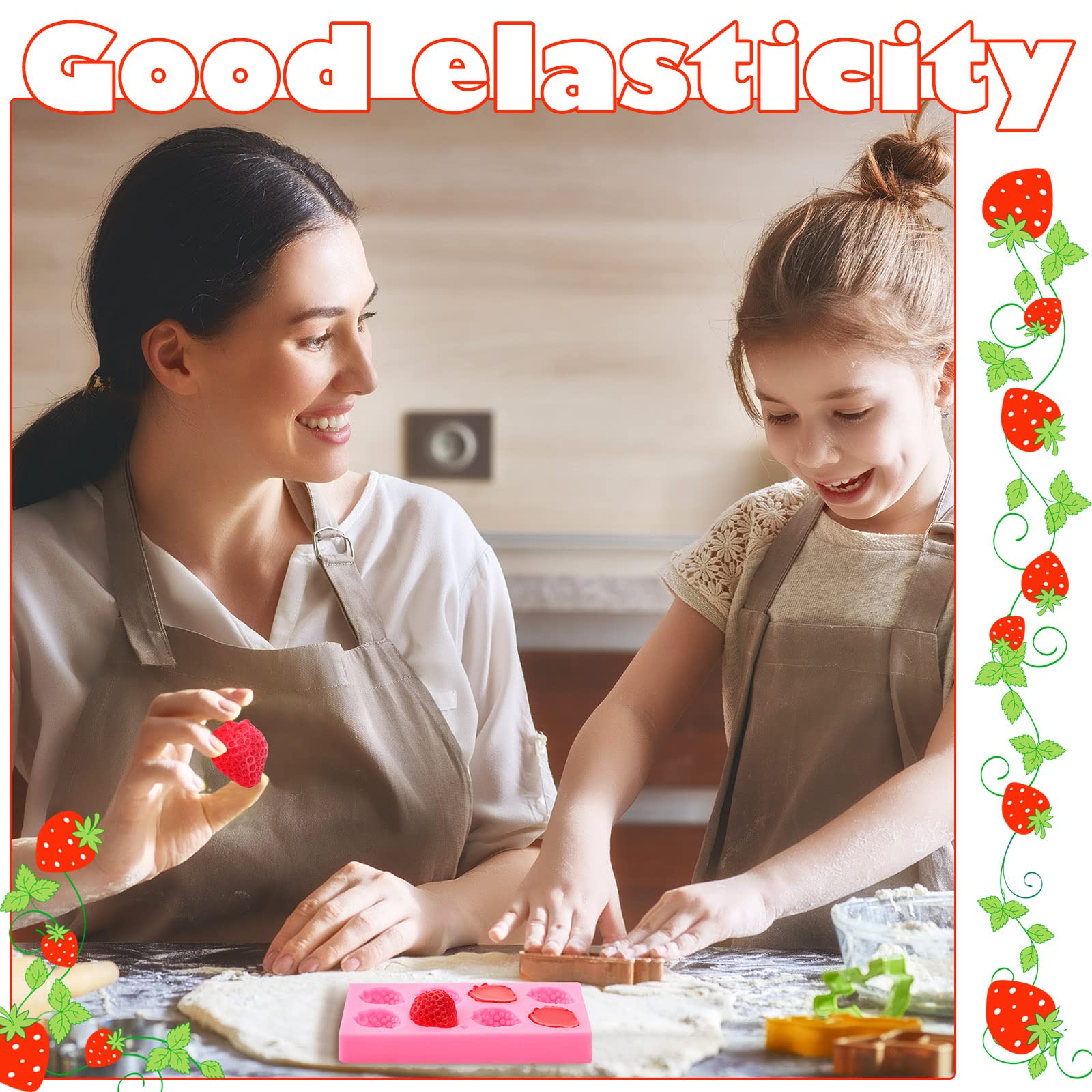 2 Pieces Strawberry Baking Mold Silicone 3D Cupcake Strawberry Mold Strawberry Silicone Fondant Mold For Diy Topper Decorating C
