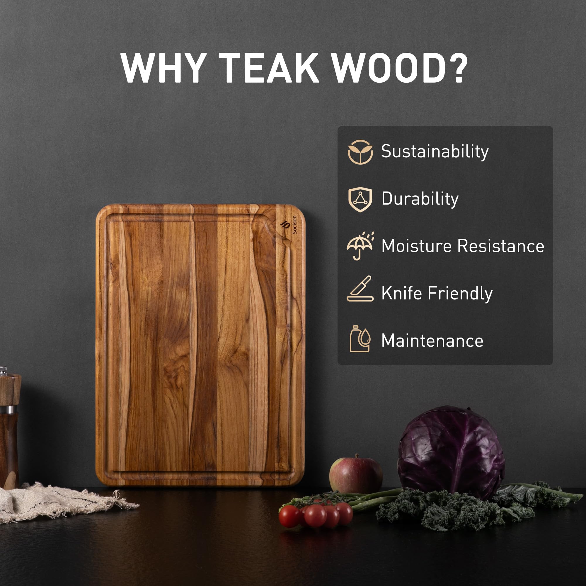 Teak Cutting Board 15inch Non Slip Over Sink Kitchen 2025 First Apartment Essentials Wooden Cutting Board New Home Must Haves Ac