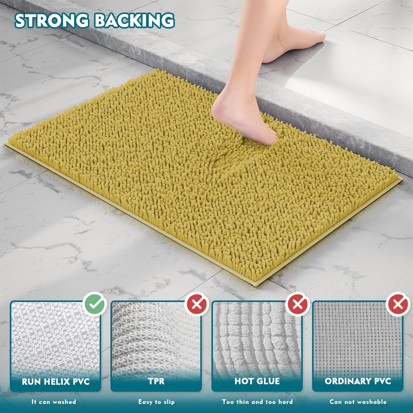 Yellow Bathroom Rug Bathroom Set  Cute Bathroom Rugs  Chenille Bath Rug Sets 3 Piece  Ultra Soft Non-Slip Bath Rug  and Absorbent Bathroom Rug Set  Easy Clean  Plush Bath Mat for Bathroom  Tub  Shower