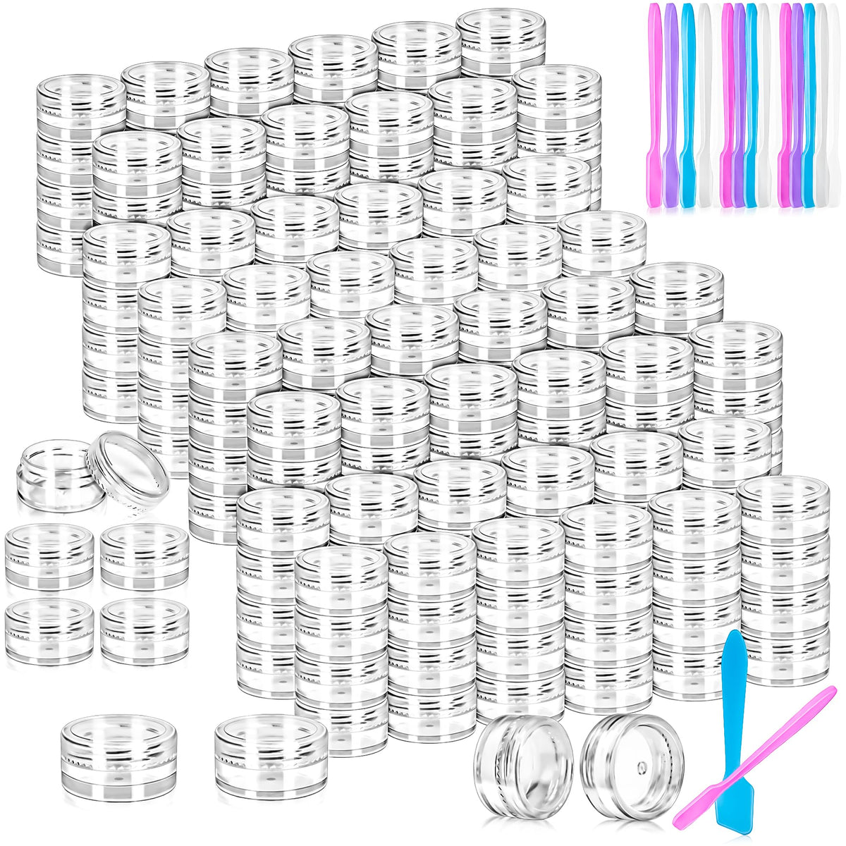 Motbach 100 Pcs Empty Plastic Containers With Clear Lids,Small Makeup ...
