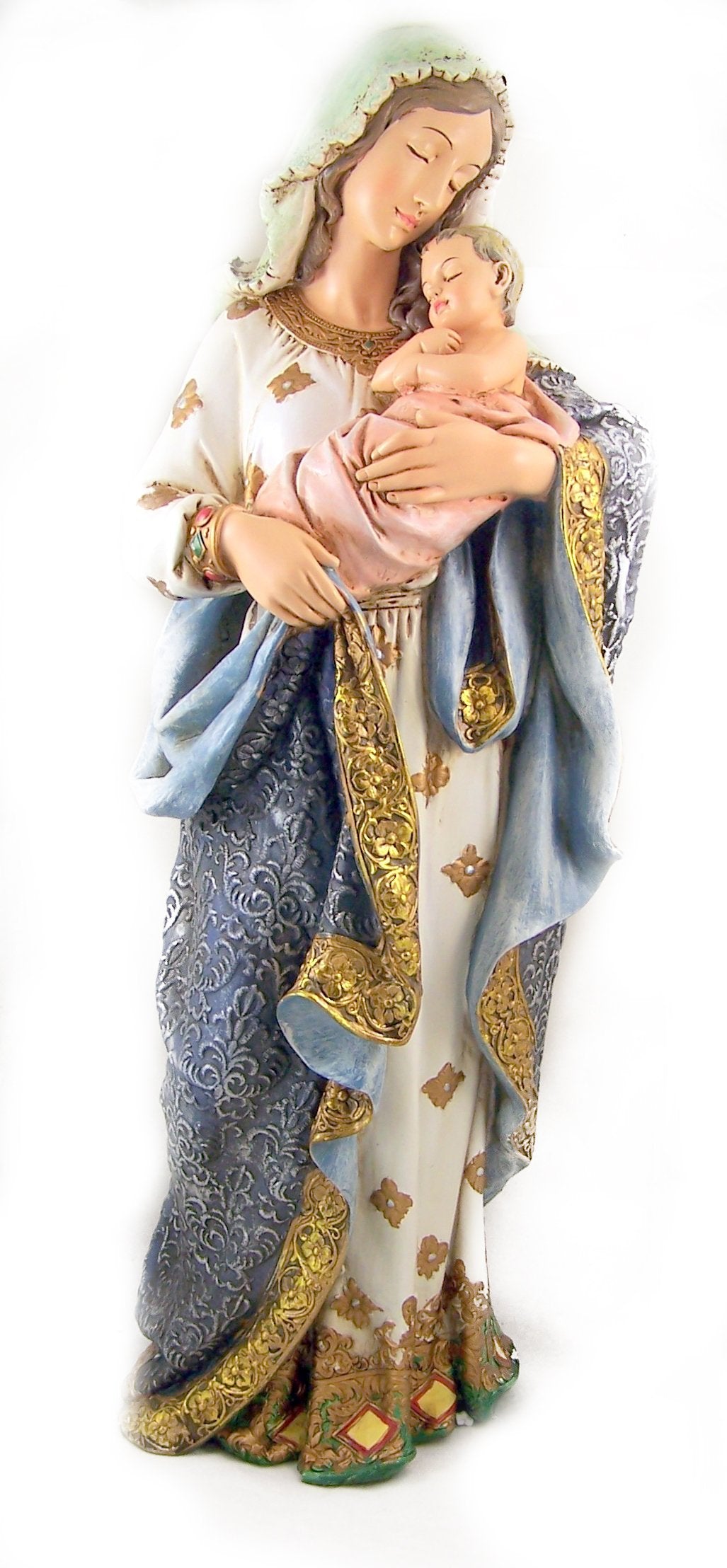 Religious 23 Inch Blessed Virgin Mary Madonna and Infant Jesus Christ Child Church Figure Statue