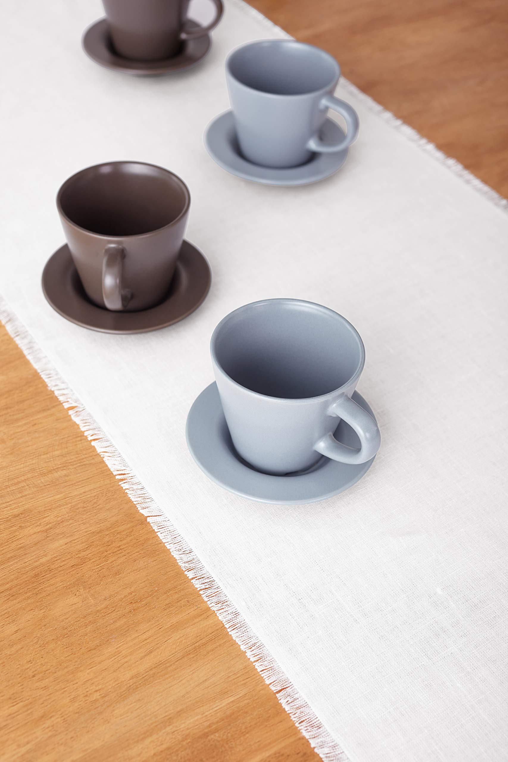Solino Home Linen Fringe Table Runner - 100% Pure Linen Table Runner 14 X 60 Inch -