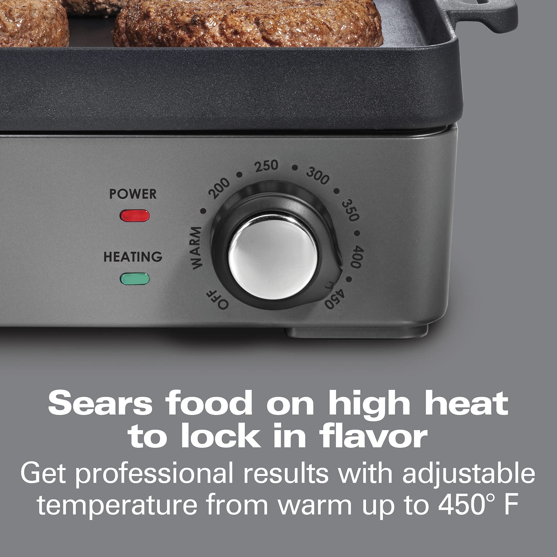 Hamilton Beach Professional Cast Iron Indoor Electric Grill & Griddle, 10'' X 16'' Preseasoned Cooking Surface, Adjustable Tempe