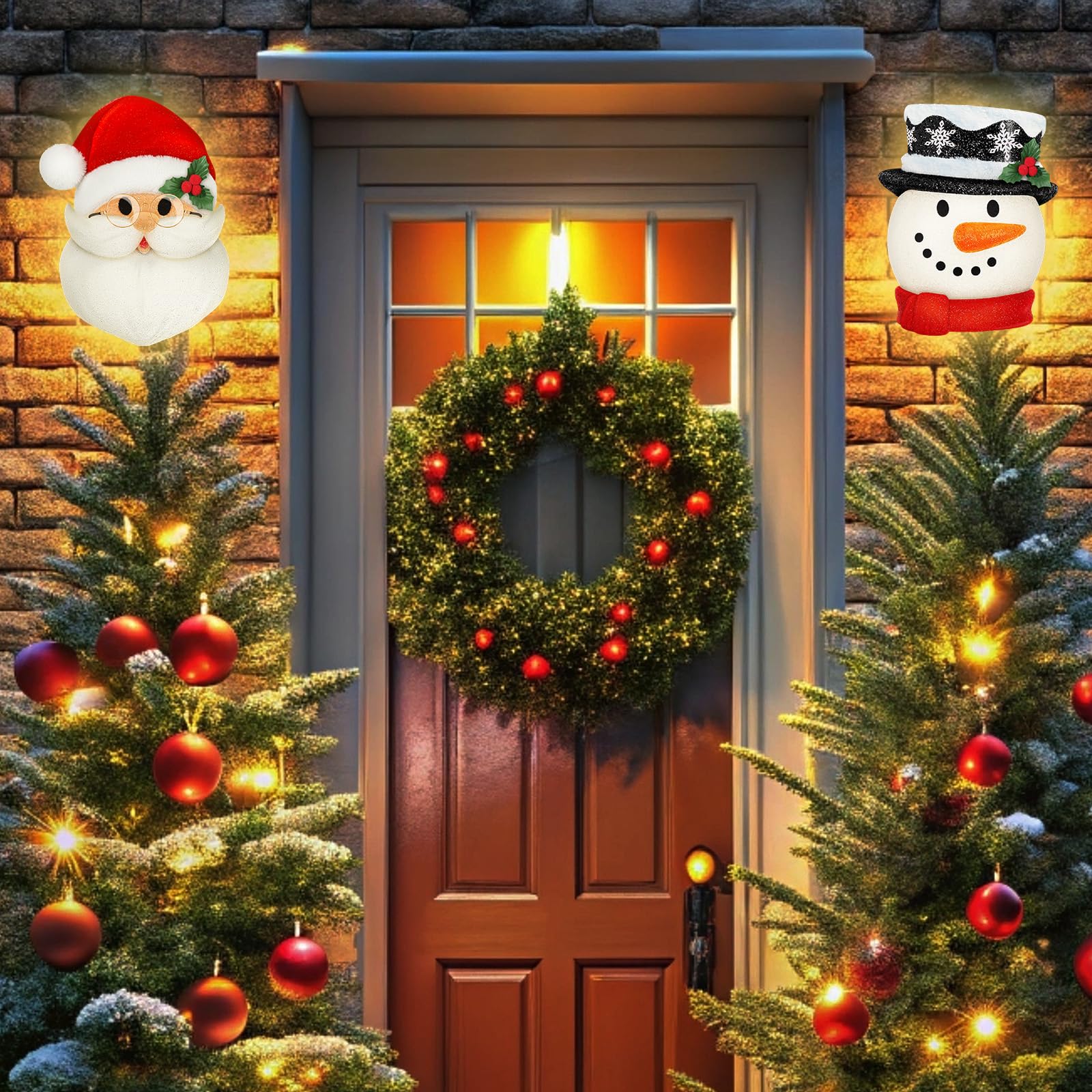 Mudder 4 Pcs Christmas Porch Light Covers Christmas Outdoor Hanging Decorations Flexible Outdoor Light Cover for Winter Xmas Por