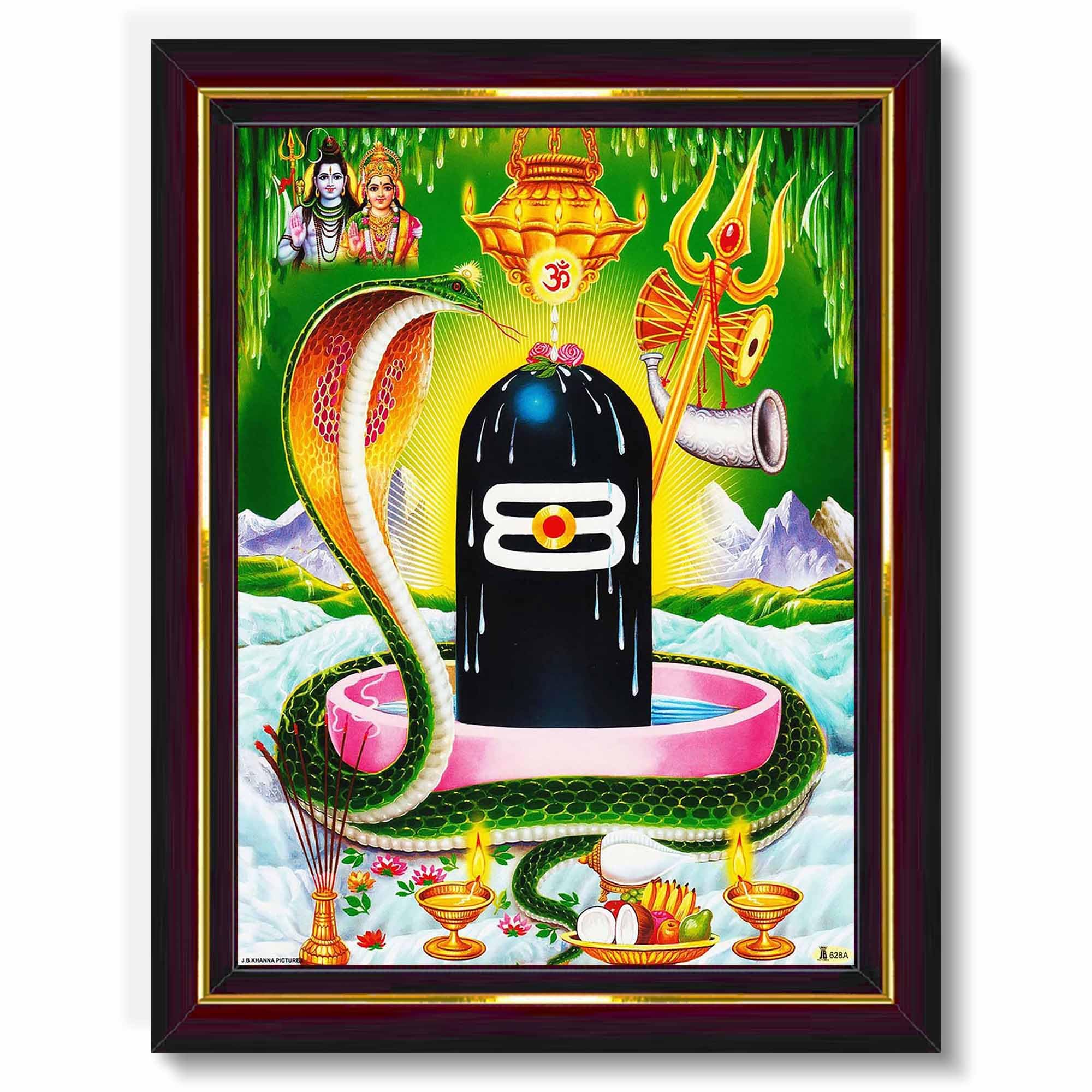 Pavan Photo Laminations Shiv Ling Shivling Sivaling Shiva Siva Linga Wall Painting Framed Home Decor (Wood,Matte,Brown,Small Siz