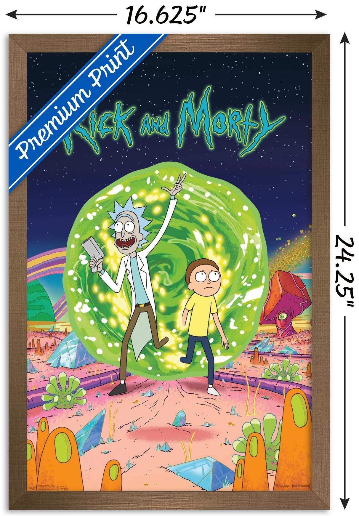 Trends International Rick And Morty - Cover Wall Poster, 14.725'' X 22.375'', Bronze Framed Version