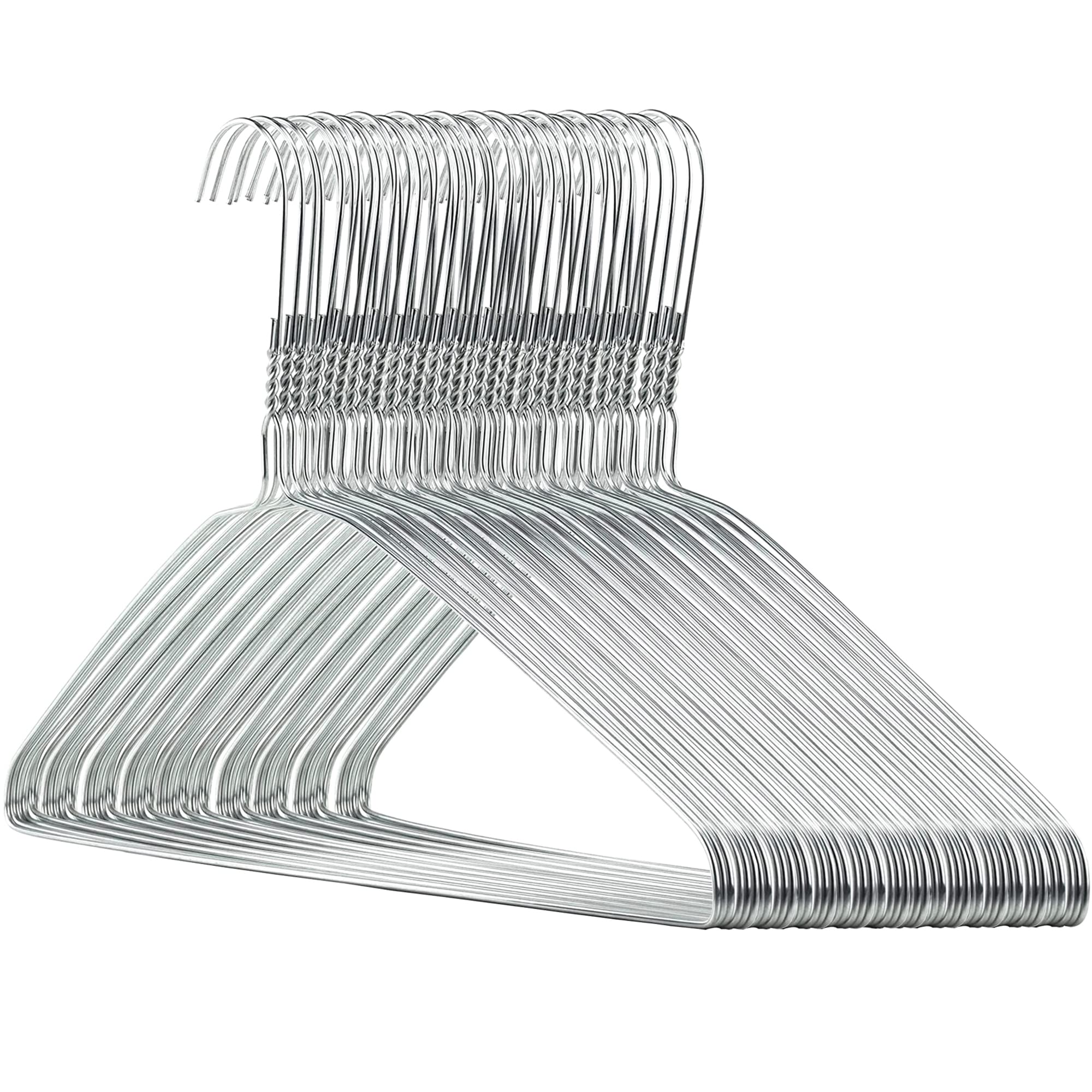 Hangerworld Silver Metal Wire Clothes Hangers 16Inch 13 Gauge Clothes Garment Coat Hanger (50 Pack)
