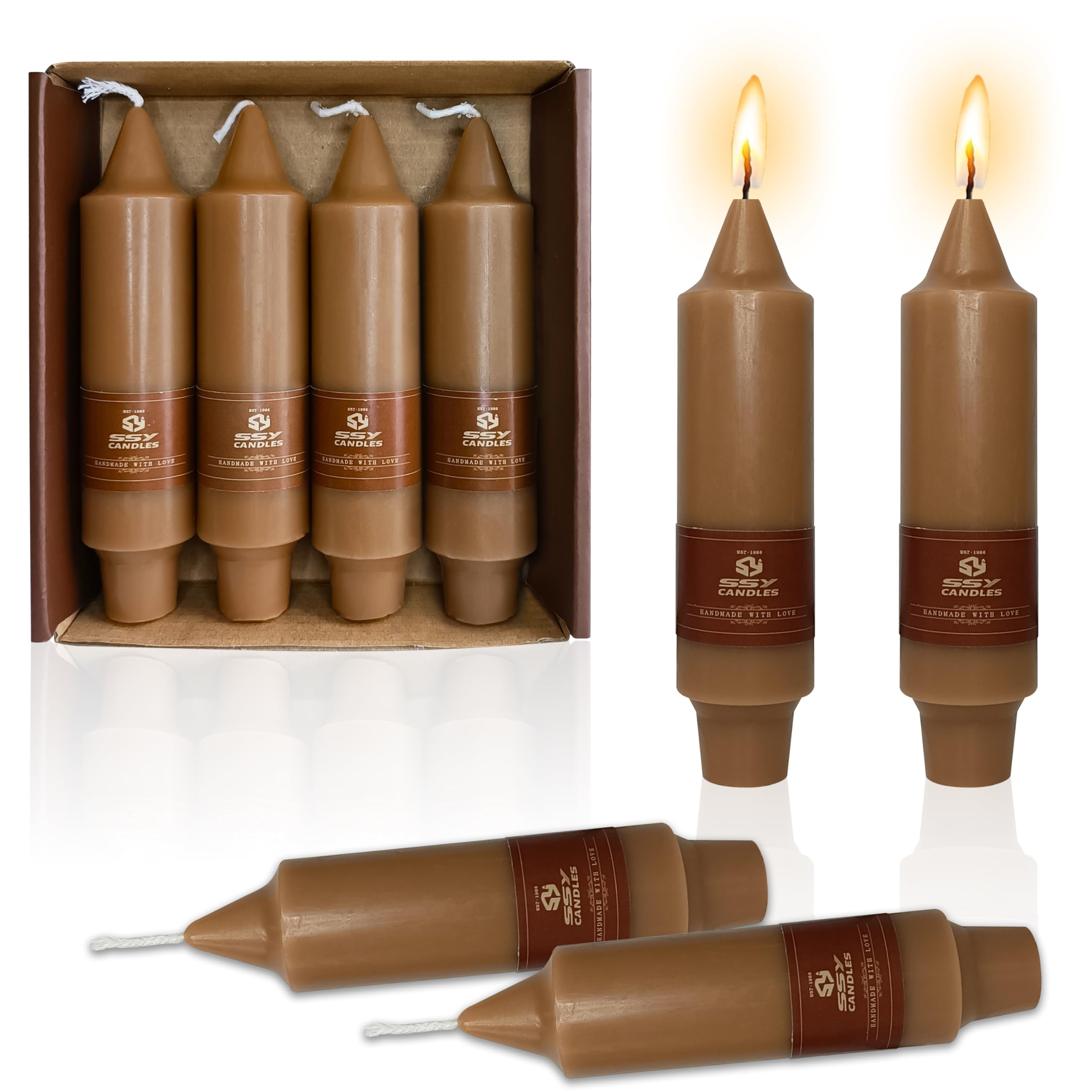 Coffee Taper Candles Candle Sticks 5inch Handmade Unscented 4pcs Spiral Taper Candles Twisted Candlesticks for Wedding Home Deco