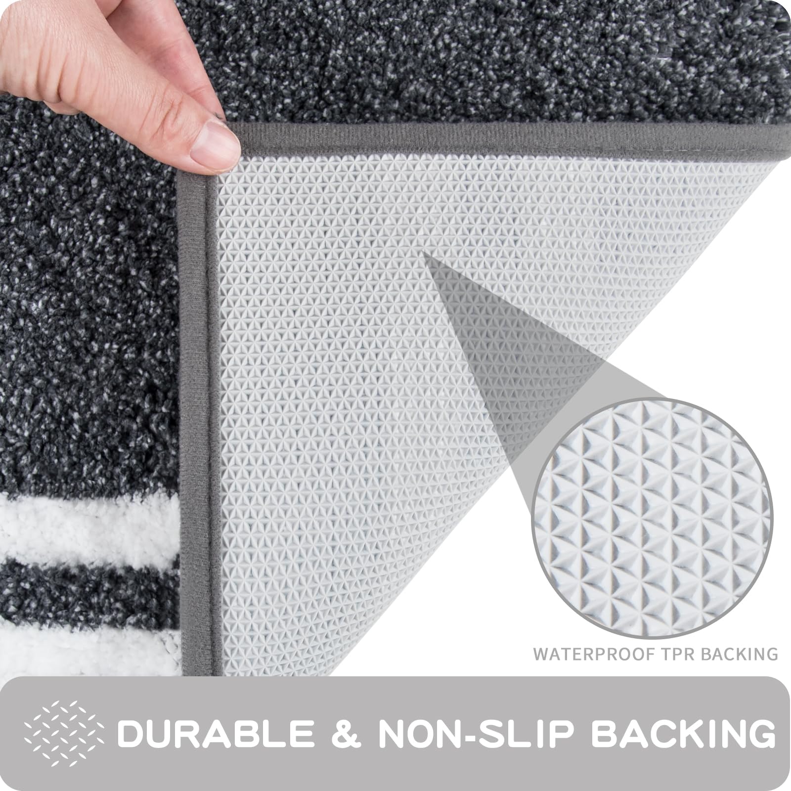 Purrugs Non-Slip Bathroom Rug 30'' X 60'' - Super Absorbent & Quick Dry Shaggy Microfiber Bath Mat, Machine Washable Plush Throw