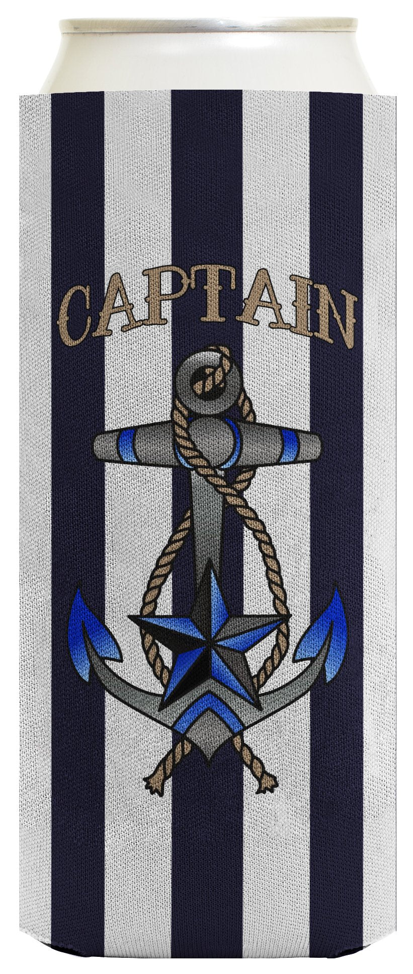 Captain First Mate Boating Couples Cruise 2 Pack Ultra Slim Can Coolie Drink Coolers Coolies Striped