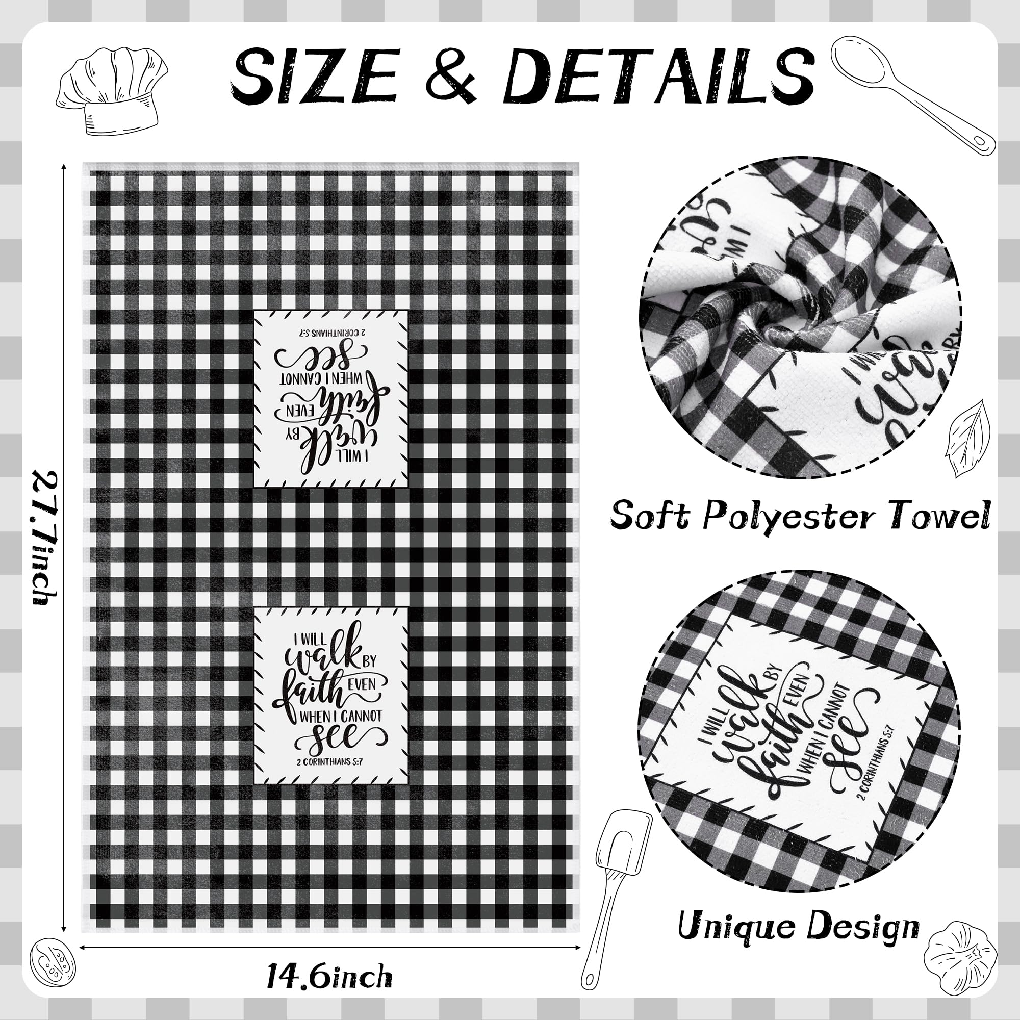 R Horse Religious Christian Kitchen Dish Towel - Christian Dishcloth Absorbent Dish Tea Towel Bible Verse Scripture Kitchen Towe