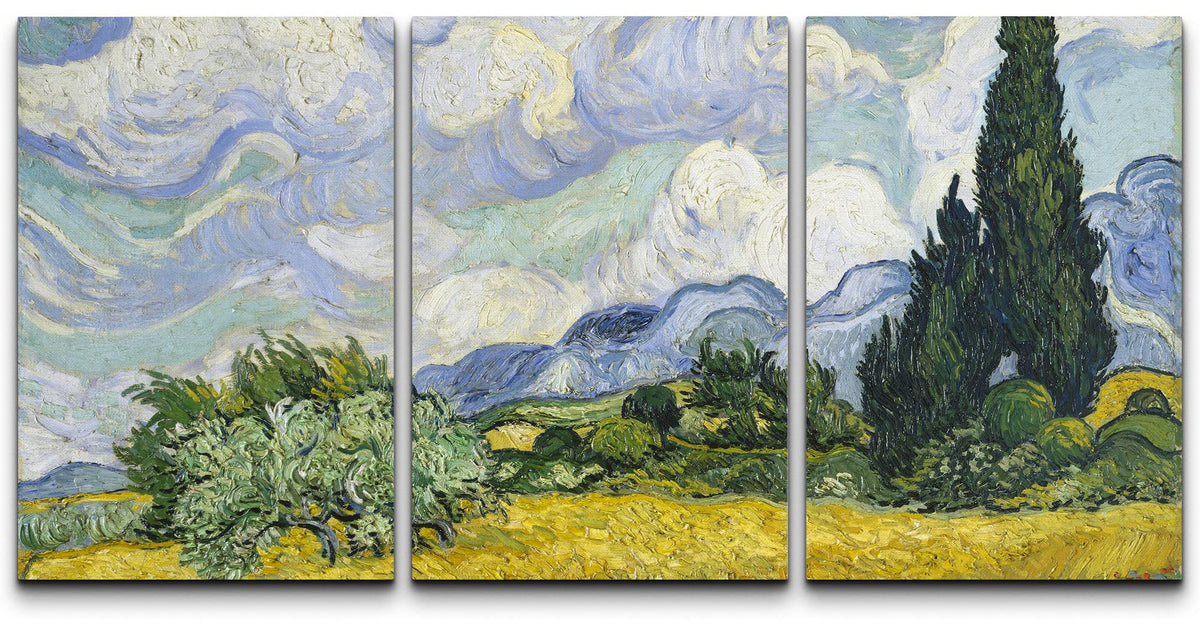 Wall26 Canvas Print Wall Art Set Wheat Field By Vincent Van Gogh Nature Wilderness Illustrations Fine Art Relax/Calm Multicolor
