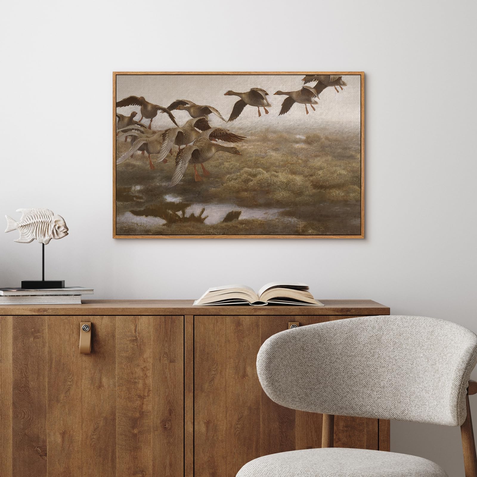 Allblue Framed Canvas Vintage Wall Art, Nature Landscape Fall Wall Art For Living Room, Farmhouse Bedroom Wall Art, Retro Wildge