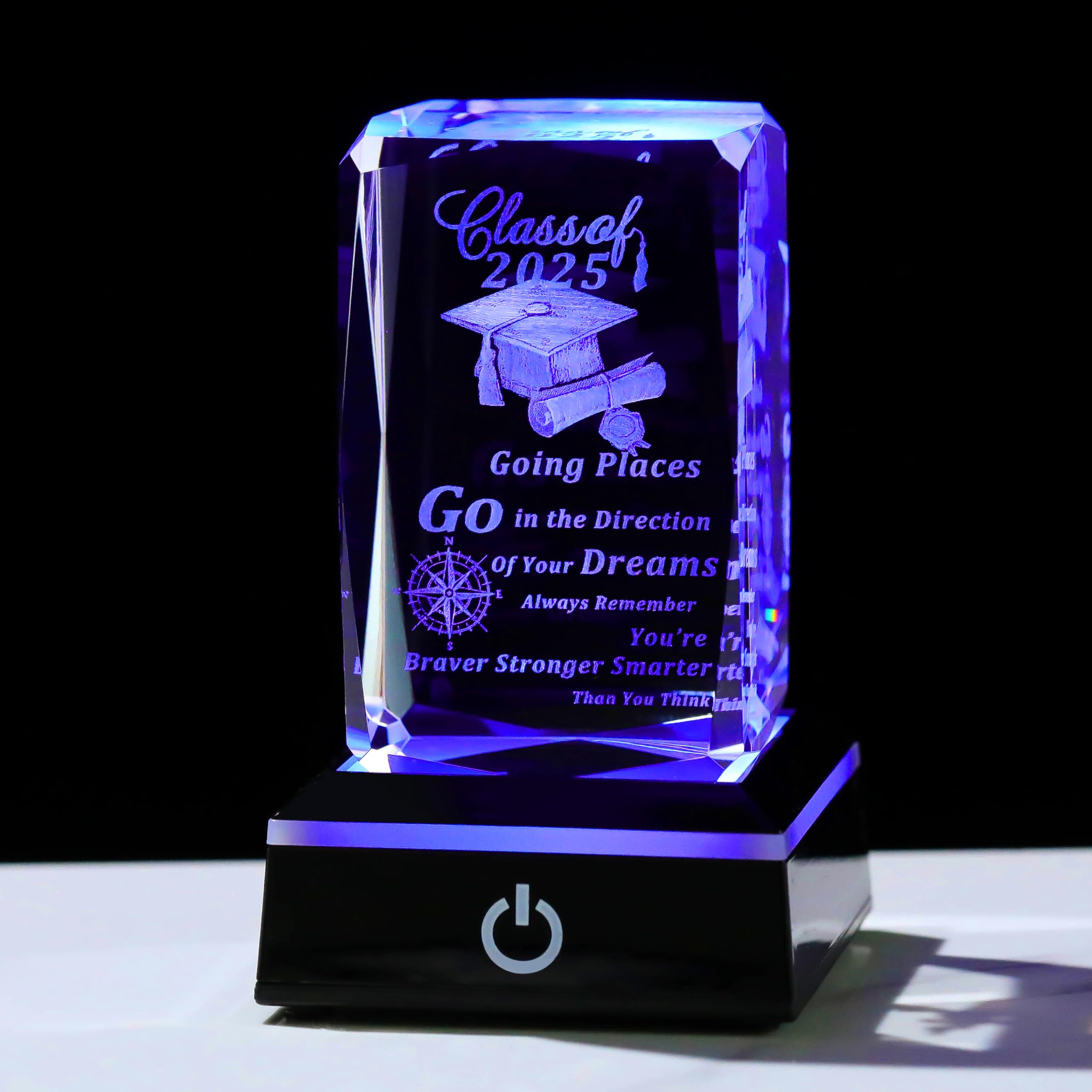 Movdyka 2025 Graduation Gifts for Her Him, 3D Layser Engraved Class of 2025 with Base, Unique High School College Graduation Gif