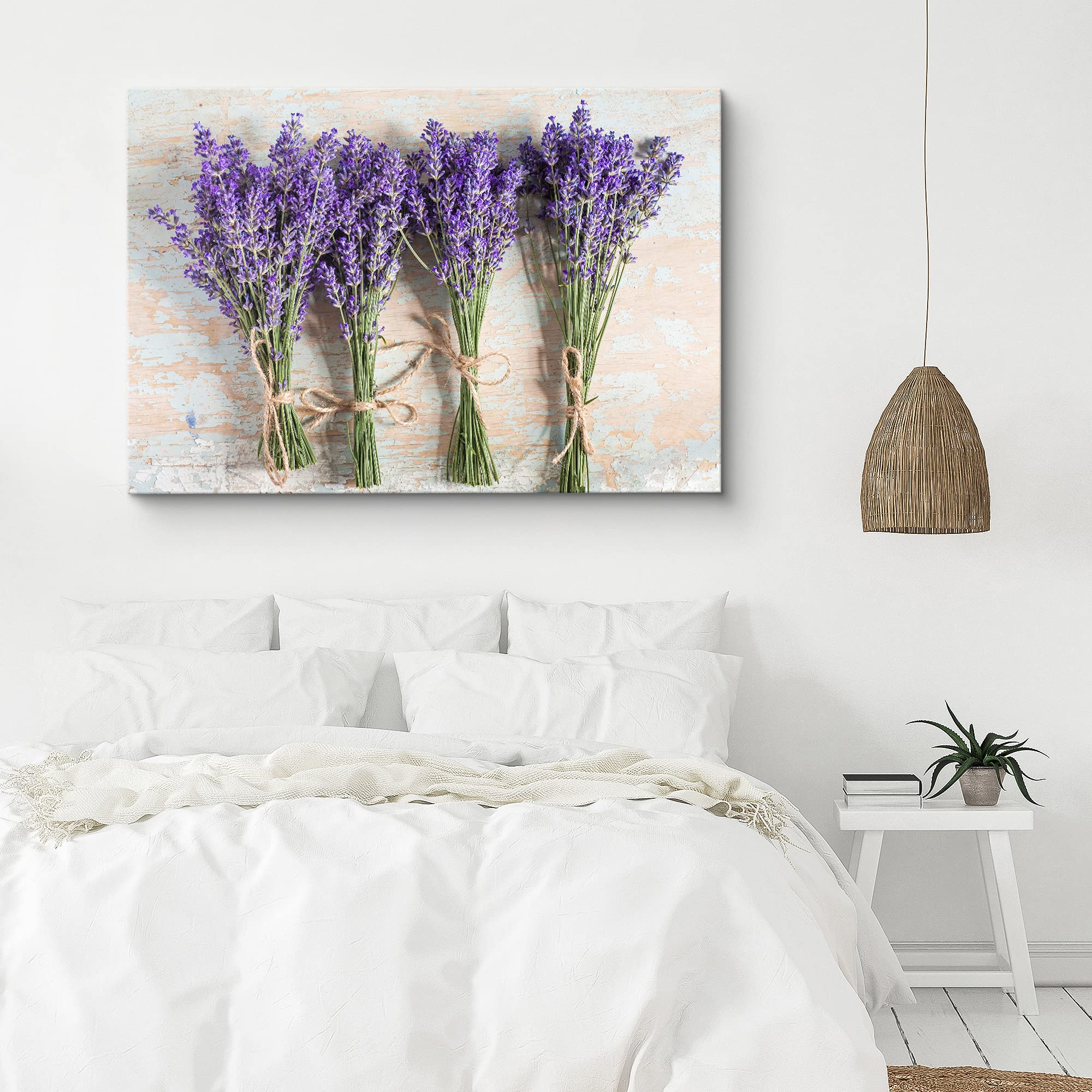 Signford Canvas Print Wall Art Lavender Bunches With Twine Rope Floral Plants Photography Modern Art Rustic Landscape Multicolor
