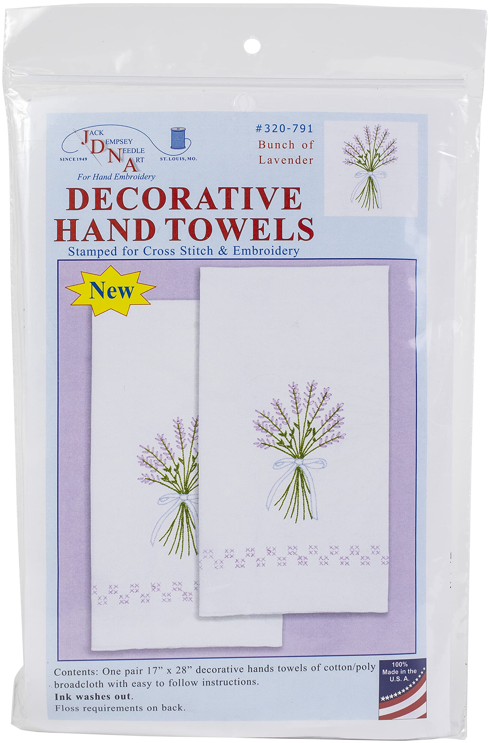 Jack Dempsey Lavender Hand Towels, White, 28.00'' X 17.00''