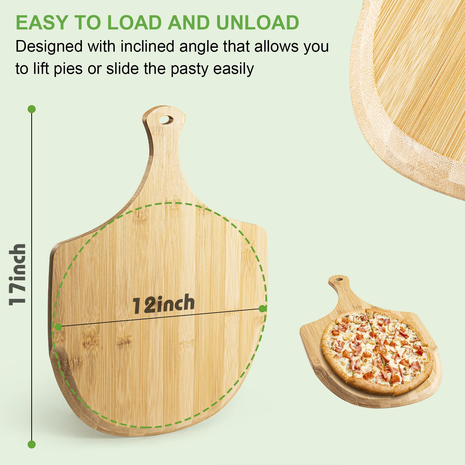 Lx Lermx Pizza Peel, Premium Bamboo Pizza Spatula Paddle Cutting Board Handle (Baking Pizza, Bread, Cutting Fruit, Vegetables, C