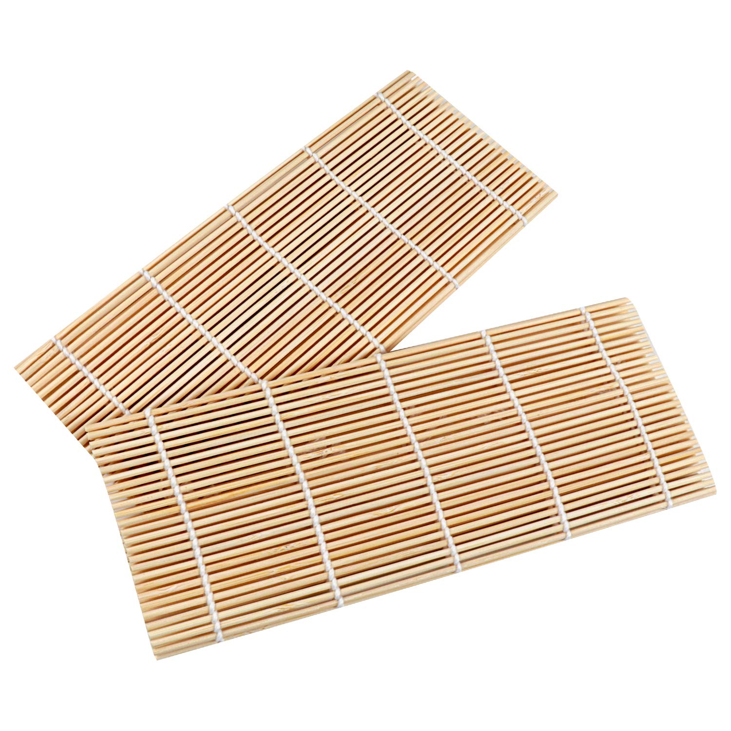 Fungyand Bamboo Sushi Rolling Mat With 2 Pairs Of Chopsticks Natural Bamboo 9.5''X9.5'' 2 Pcs Sushi Making Kit