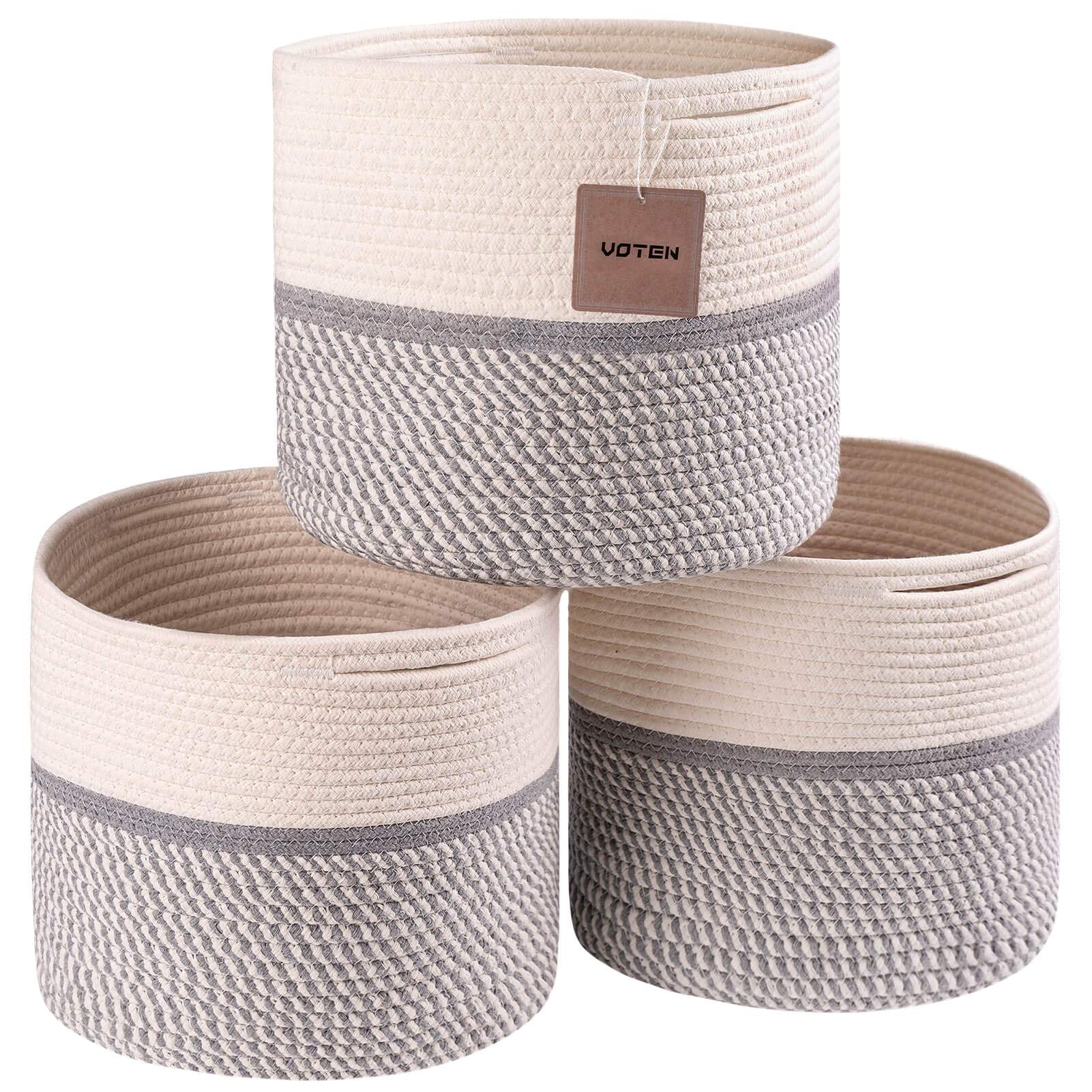 Voten Cube Storage Baksets Bins 11X11       Fit 12X12       Cube Storage Organizer Bookcases Shelving,Stylish&Durable Woven Cott