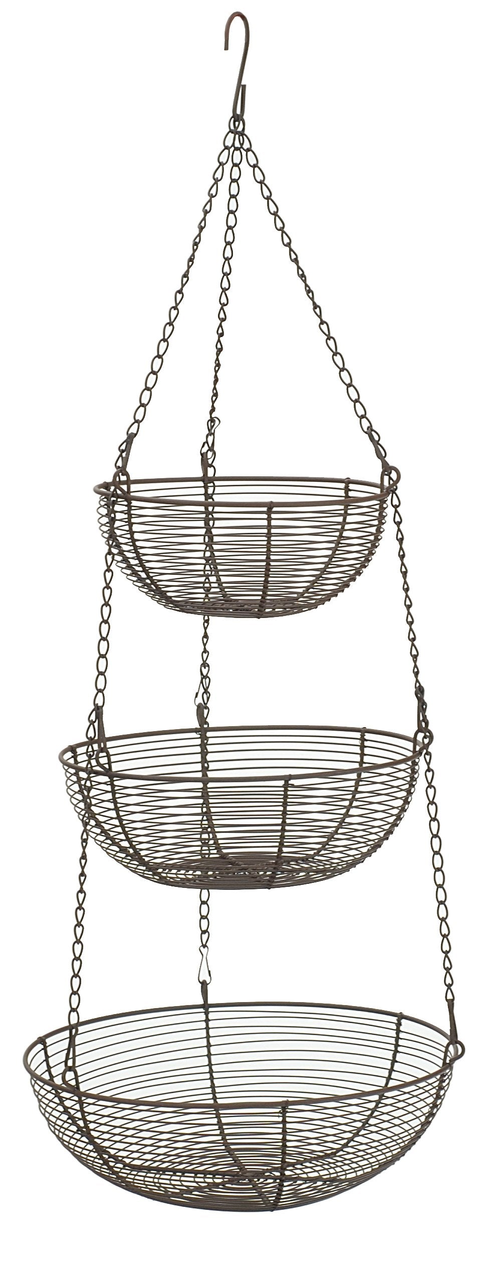 Rsvp International Hanging Storage Collection 3-Tier Baskets, Bronze Woven Wire