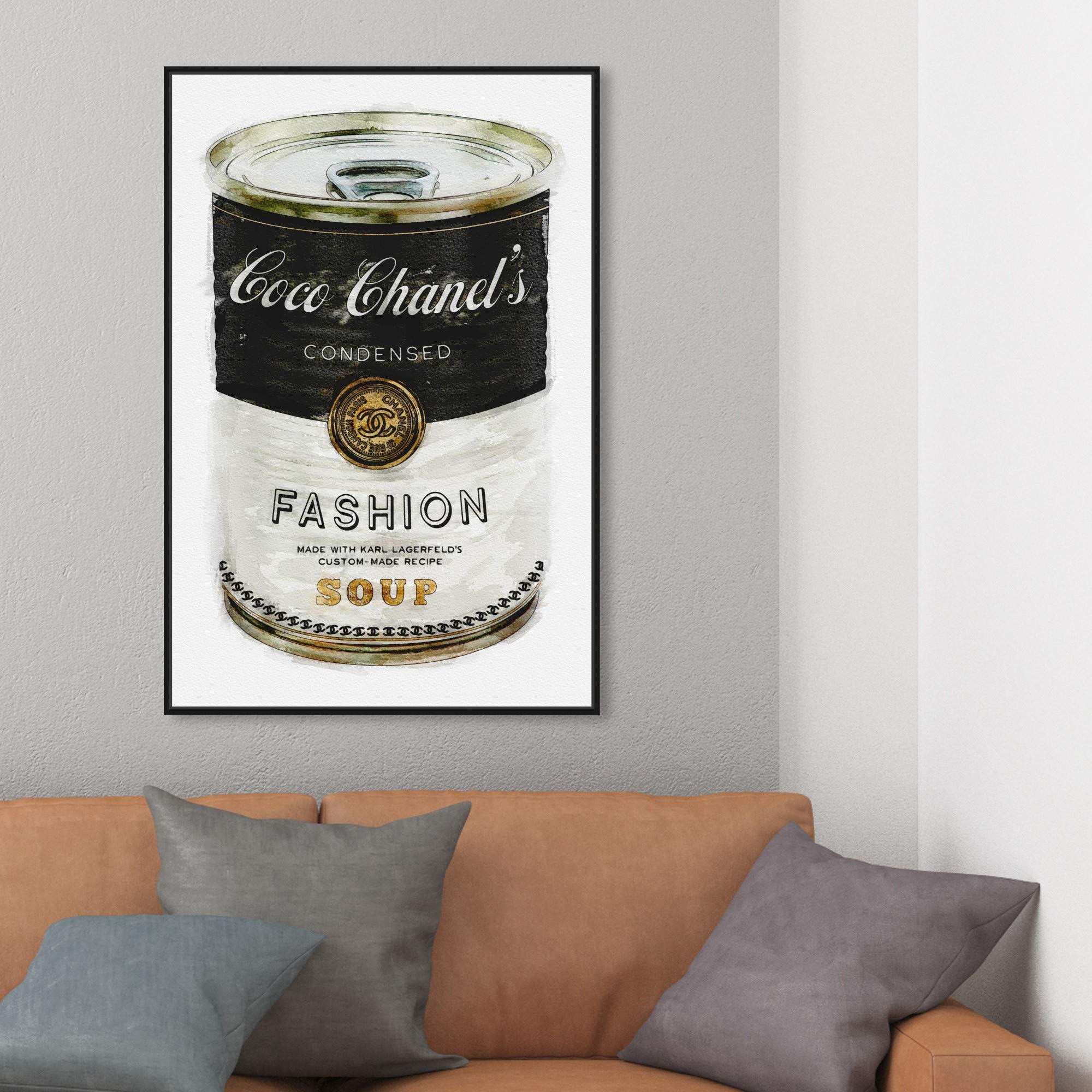 The Oliver Gal Artist Co. Couture Road Sign Rococo Fashion Soup, 24X36, Black Frame