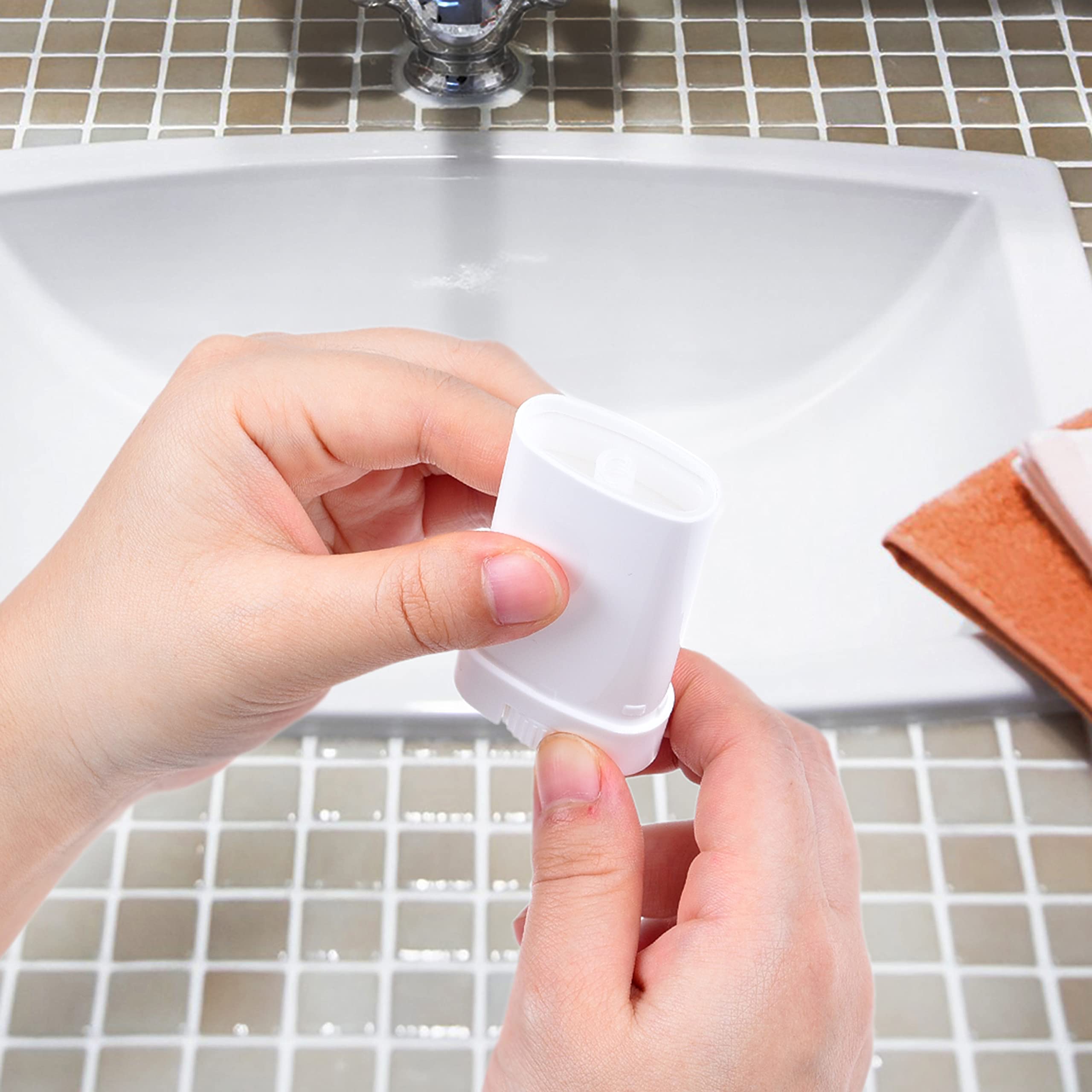 Deodorant Containers (10-Pack) - White - 0.5 Oz (15 Ml) - 20 Writable Stickers - Twist Mechanism And Cap - Empty - Refillable Co