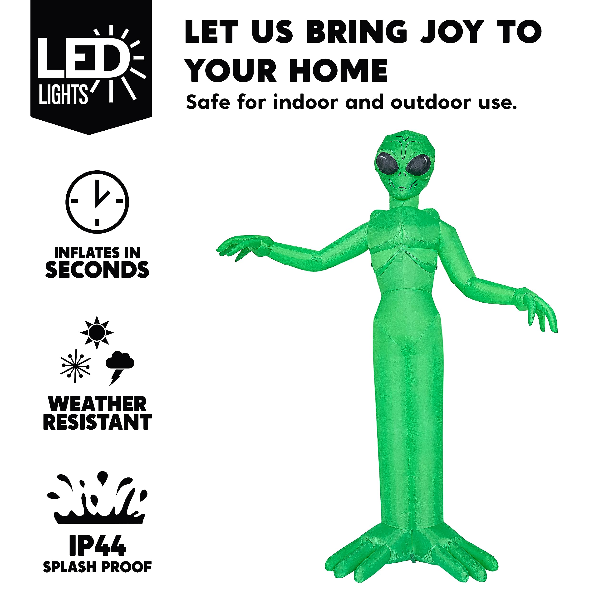 Joiedomi 9 FT Tall Halloween Inflatable Decoration Outside, Blow Up Alien Inflatable Outdoor Decor with Build-in LEDs for Hallow