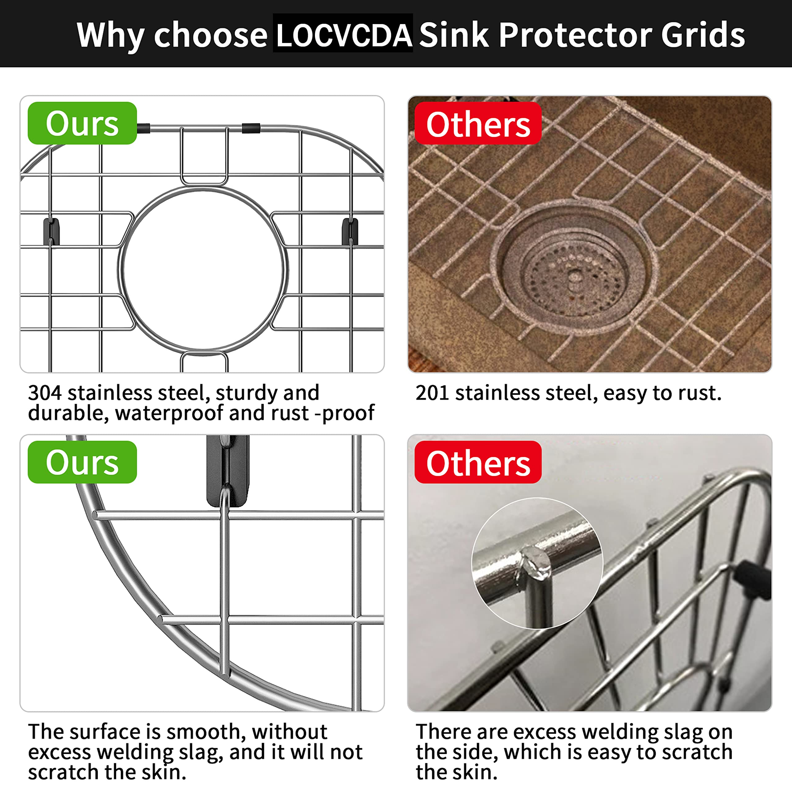 2Pack Sink Protector Grid 13''X16''And 11.2''X14.5'', 304 Stainless Steel Sink Protectors For Kitchen Sink, Rust Resistant Metal