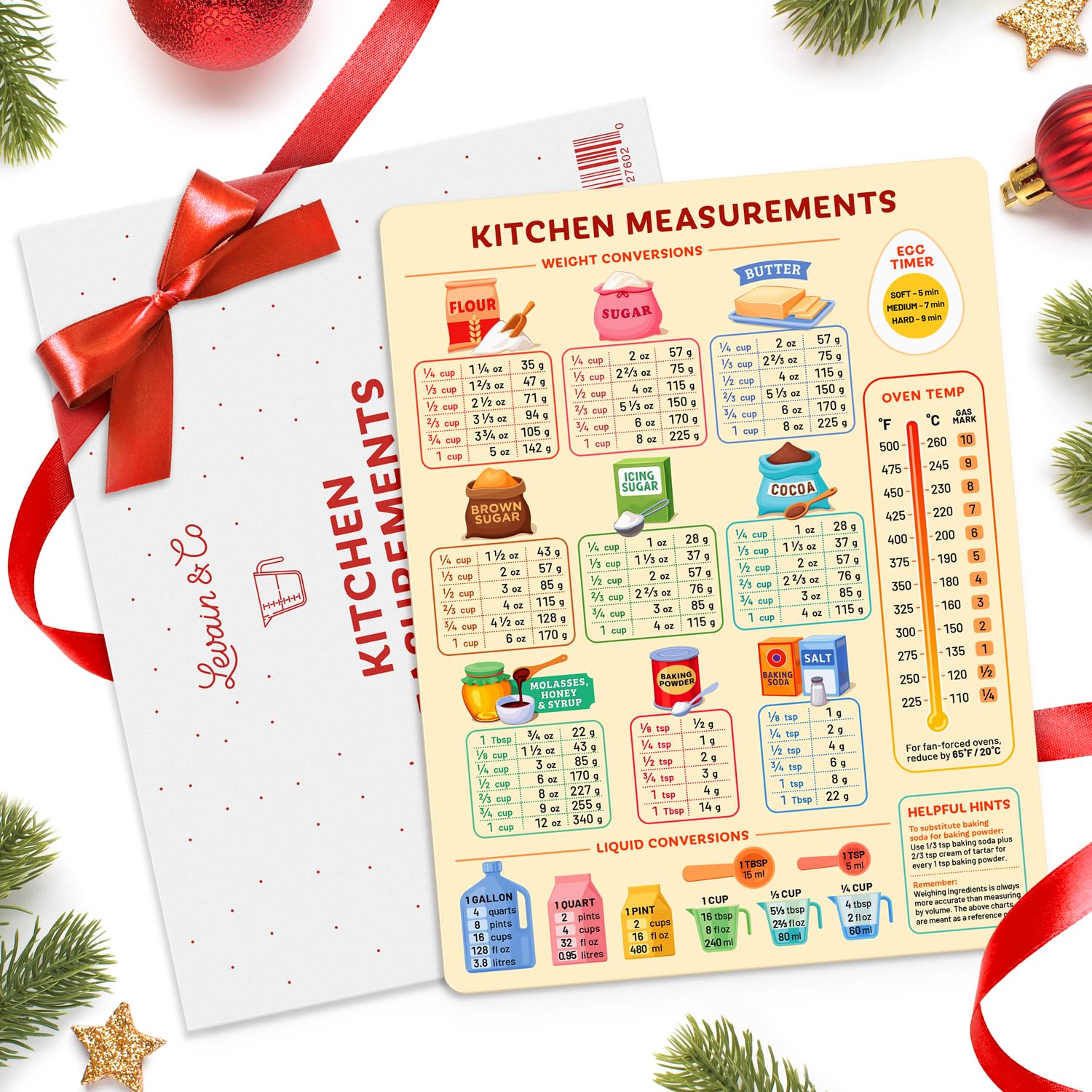 Kitchen Conversion Chart Magnet for Easier Cooking & Kitchen Baking - Kitchen Gadget Baking Gifts - Metric Conversion Chart for 