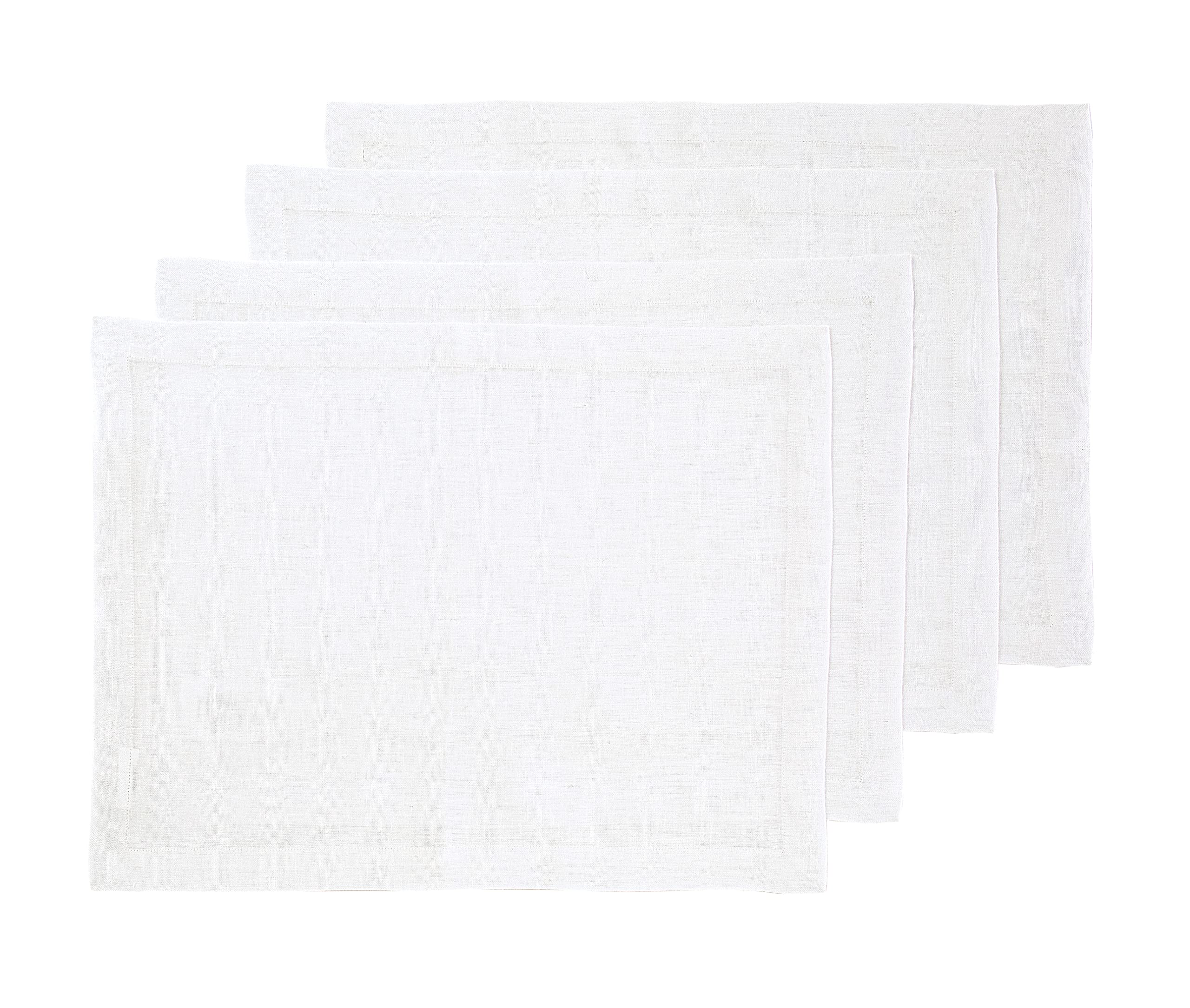 Solino Home Linen Placemats 19'' L X 14'' W Inch - 100% Pure Linen White Cloth Placemats Set Of 4 - Fete, Washable Fabric Place