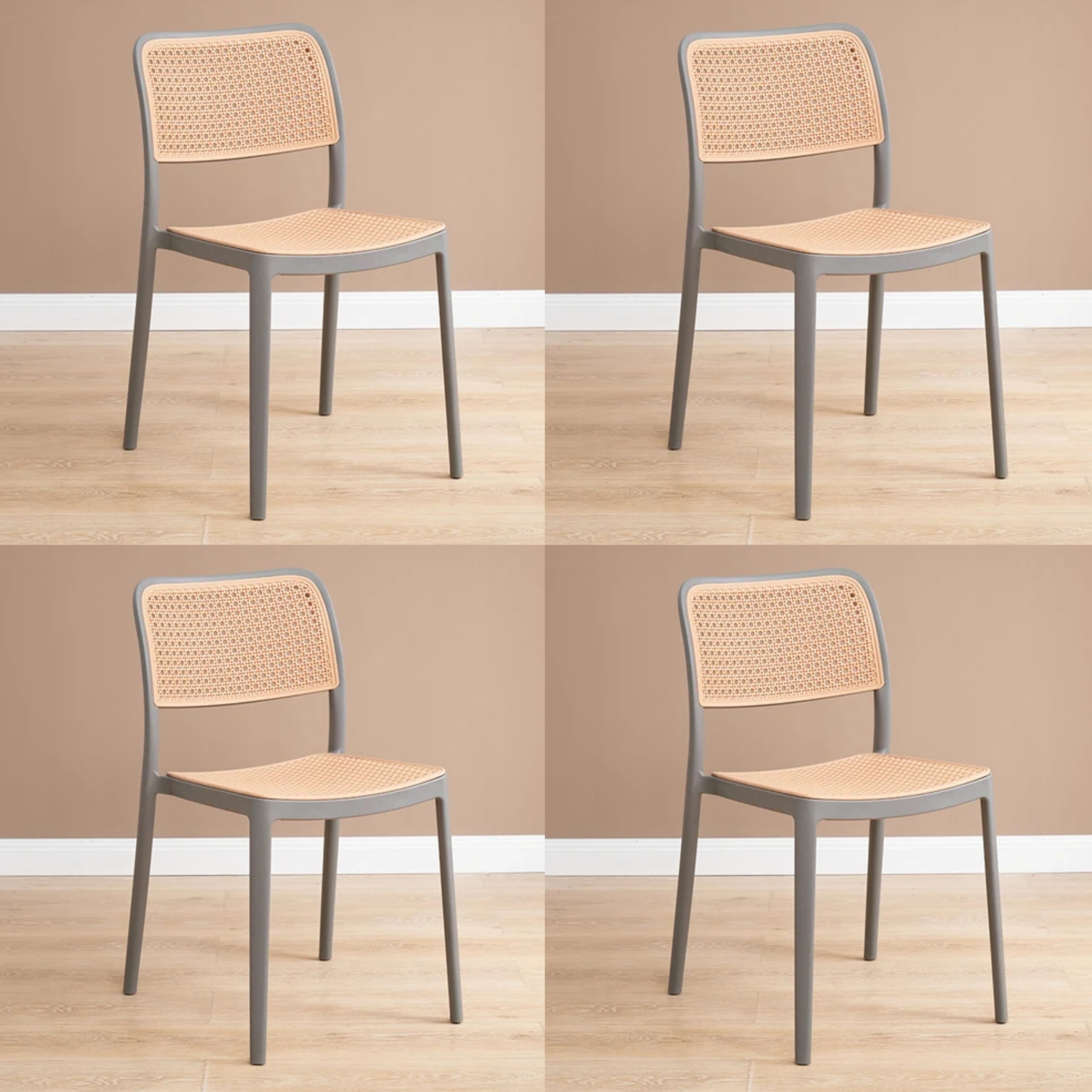 Dream Furnishing  Set Of 4 Chairs For Dinning Room Rattan Dinning Chair Modern Stackable Desk, Home & Outdoor Fits At All Place