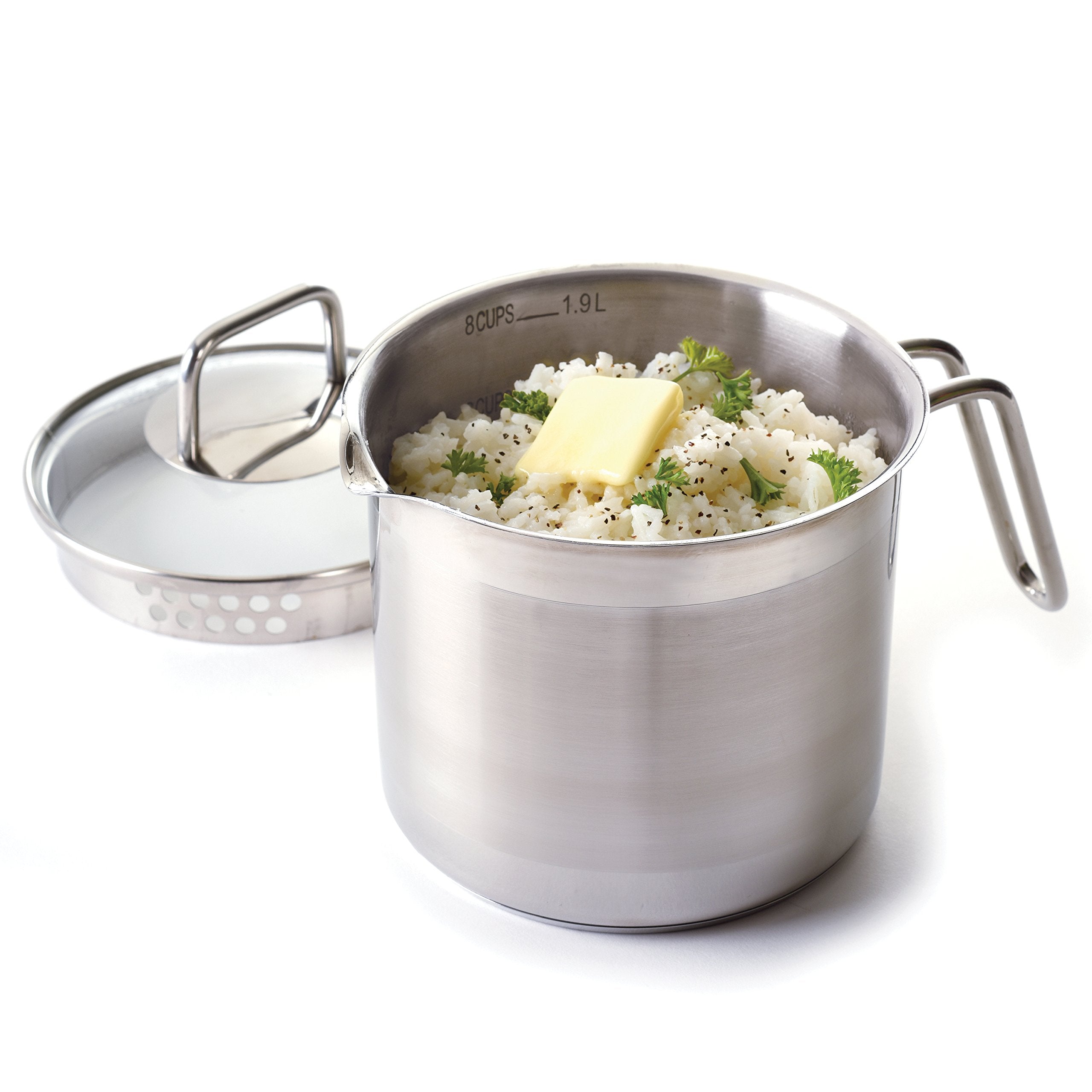 Norpro 8 Cup Multi Pot With Straining Lid, 1.9 Liter, Silver
