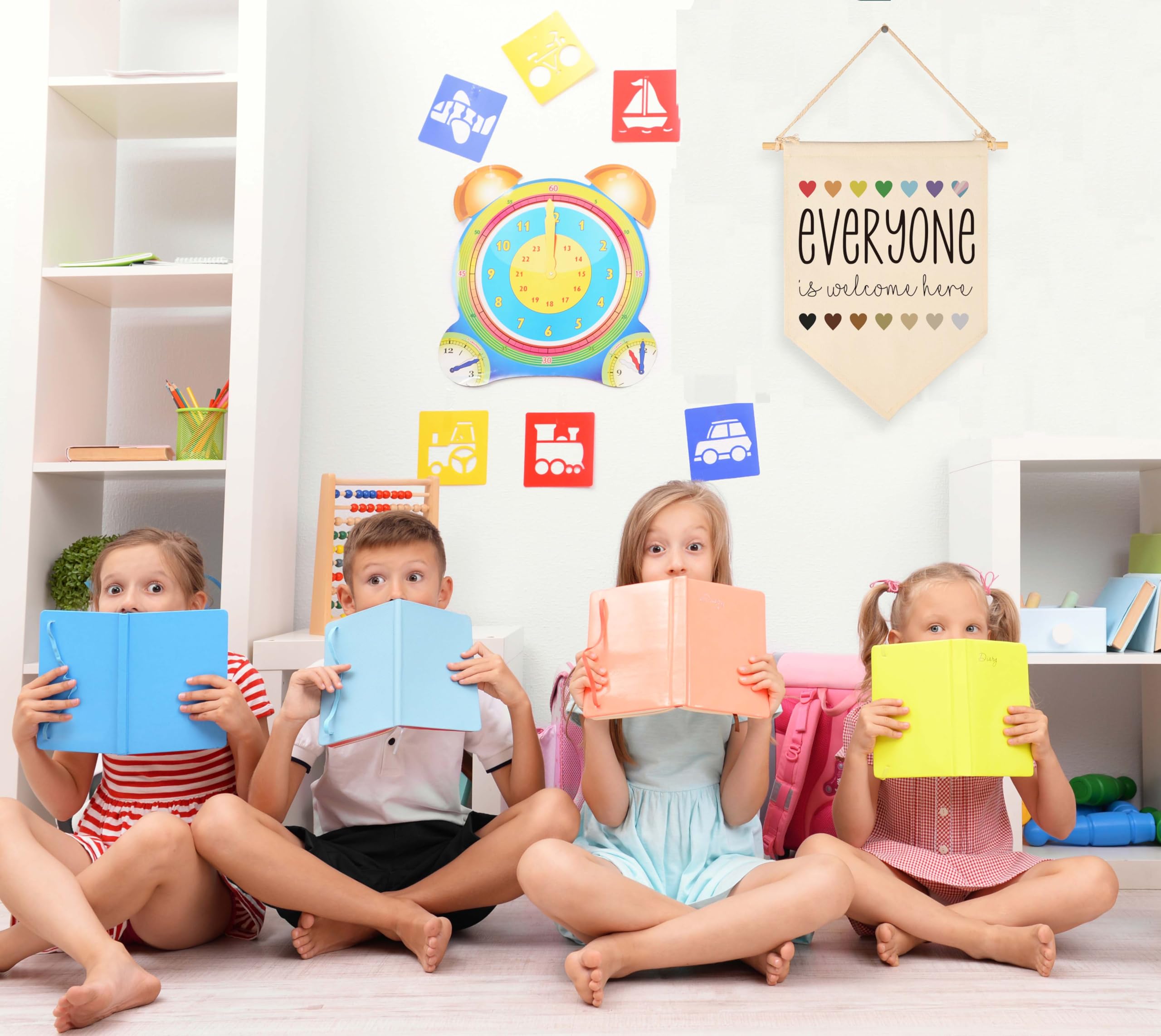 Everyone is Welcome Here,Diversity,Equality Educational,Gifts for Boys Girls Kids-Hanging Flag Pennant Banner Wall Decor Gifts f