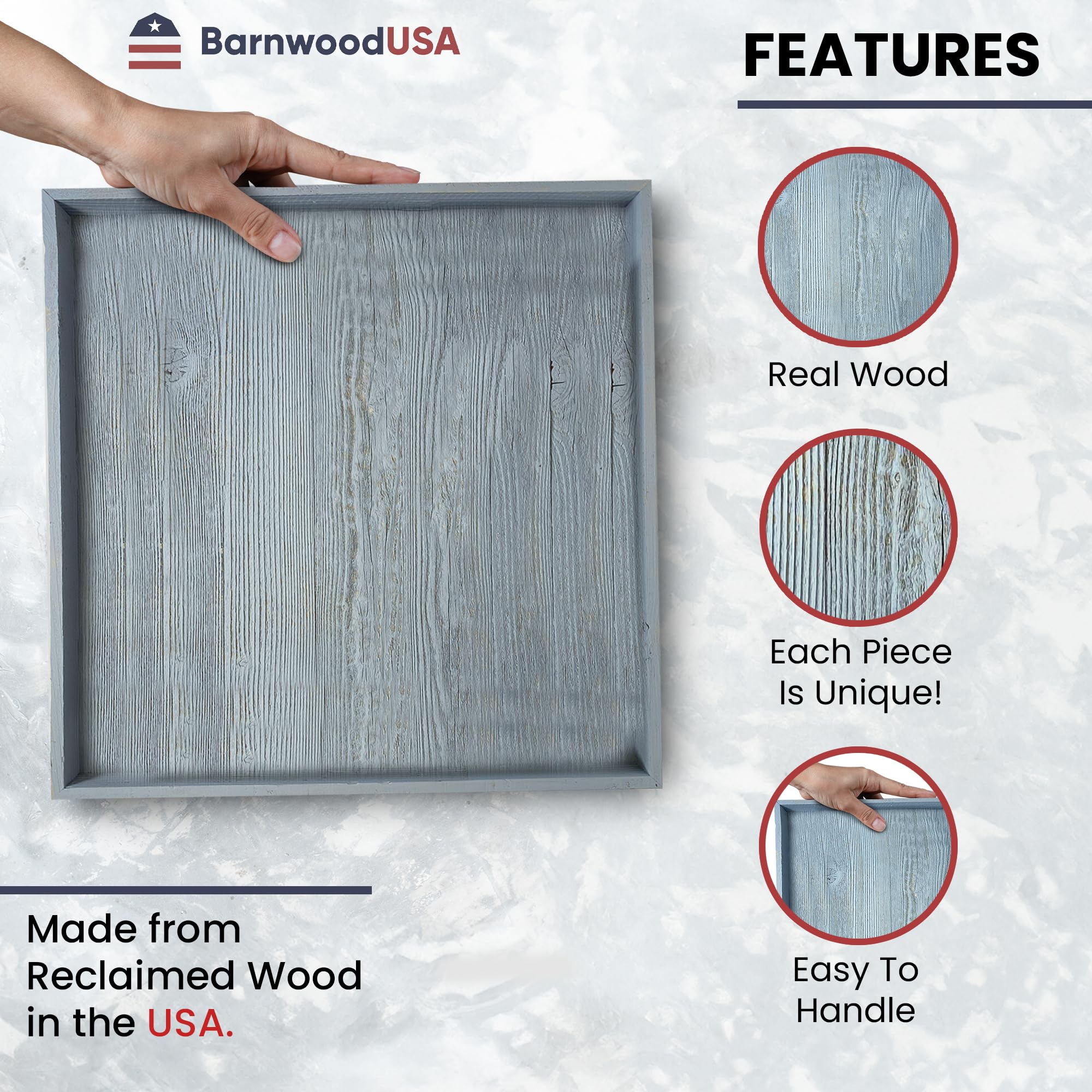 Barnwoodusa Extra Large Ottoman Tray With Anti Scratch Felt Pad - Rustic Reclaimed Wood Square Ottoman Trays - Perfect For Ottom